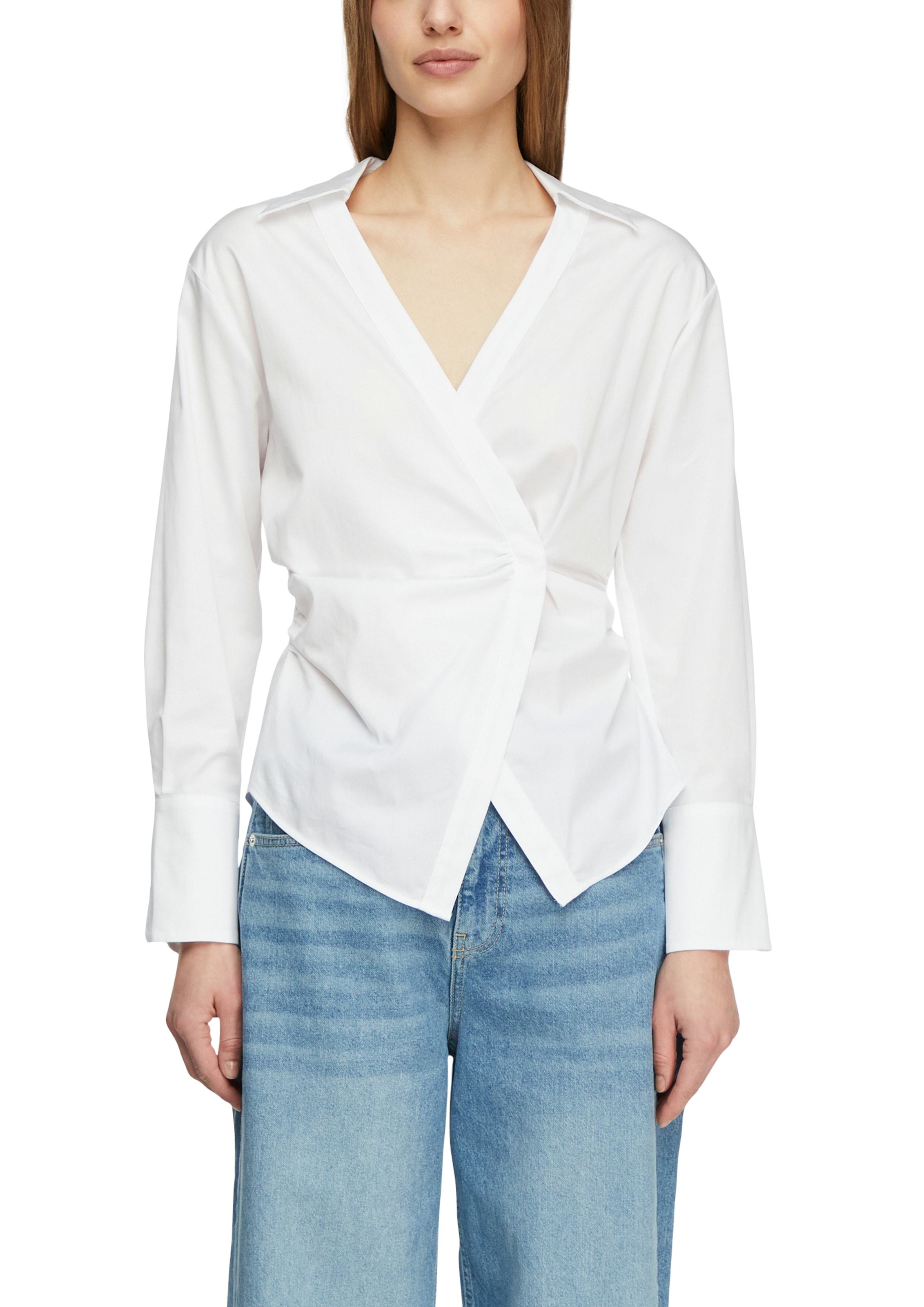 Comma Langarmbluse mit seitlichem Verschluss und V-Ausschnitt günstig online kaufen