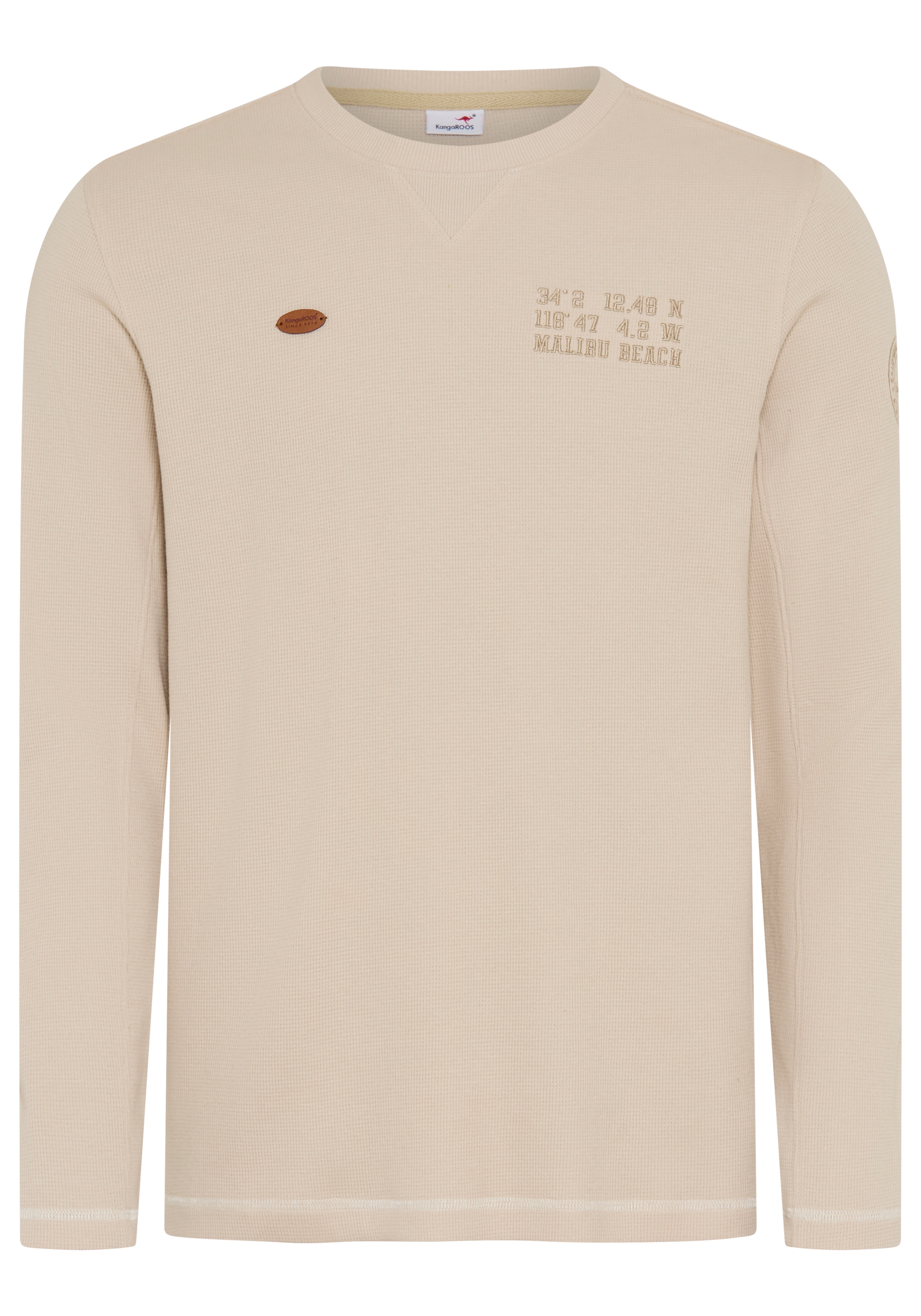KangaROOS Langarmshirt mit Rundhalsausschnitt, aus Piqué-Material