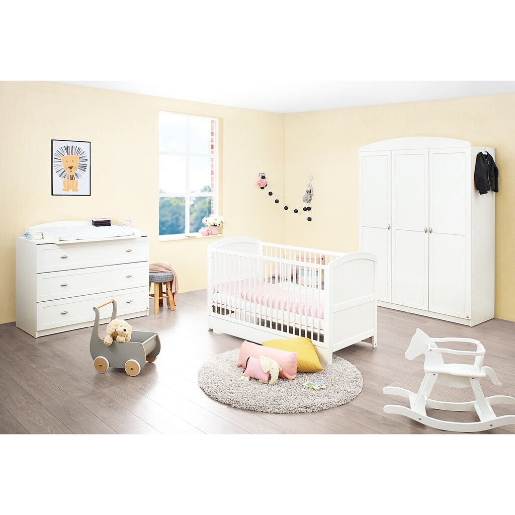Pinolino® Babyzimmer-Komplettset »Laura, breit groß«, (Set, 3 St., Kinderbett, Schrank, Wickelkommode)