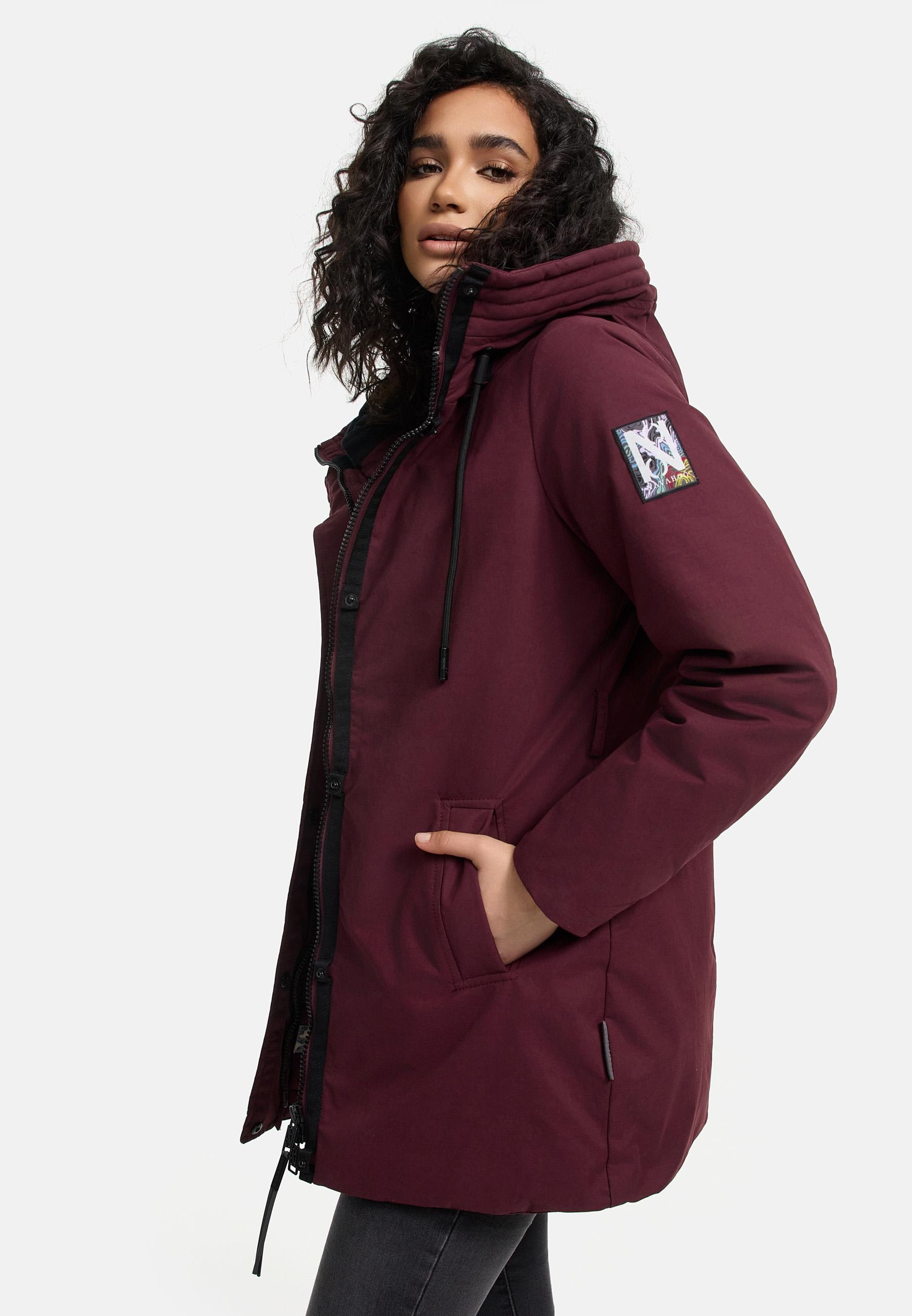 Navahoo Winterjacke »Eishauch 14«, mit Kapuze, Damen Winterparka mit Taillengürtel und Fleece-Kragen