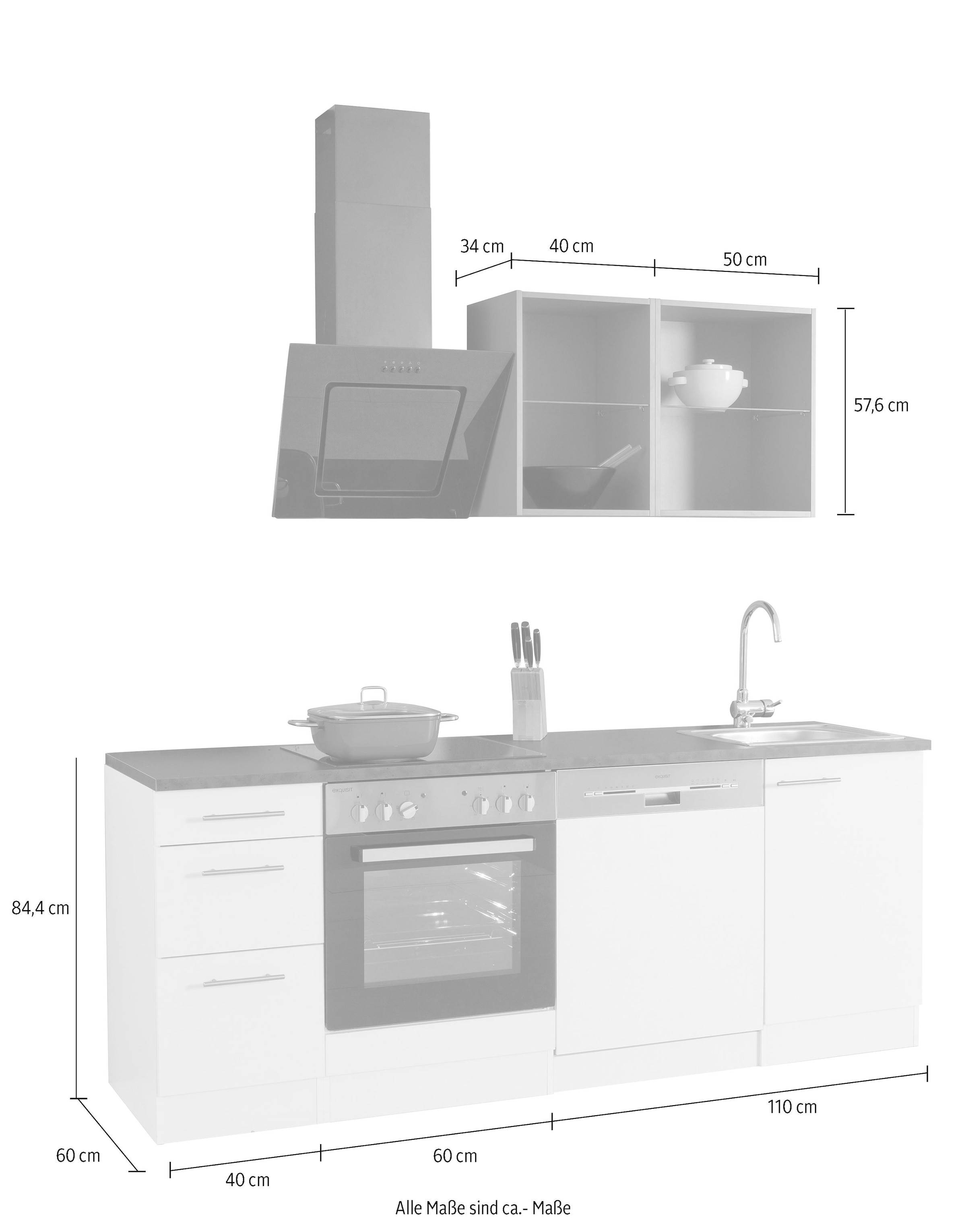 OPTIFIT Küchenzeile BAUR E-Geräten, Breite mit | 210 kaufen »Mini«, cm