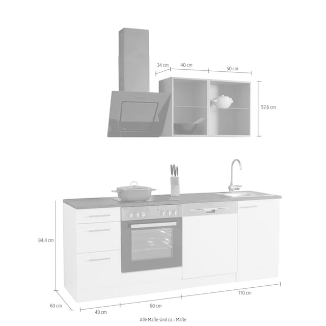 OPTIFIT Küchenzeile »Mini«, mit E-Geräten, Breite 210 cm kaufen | BAUR
