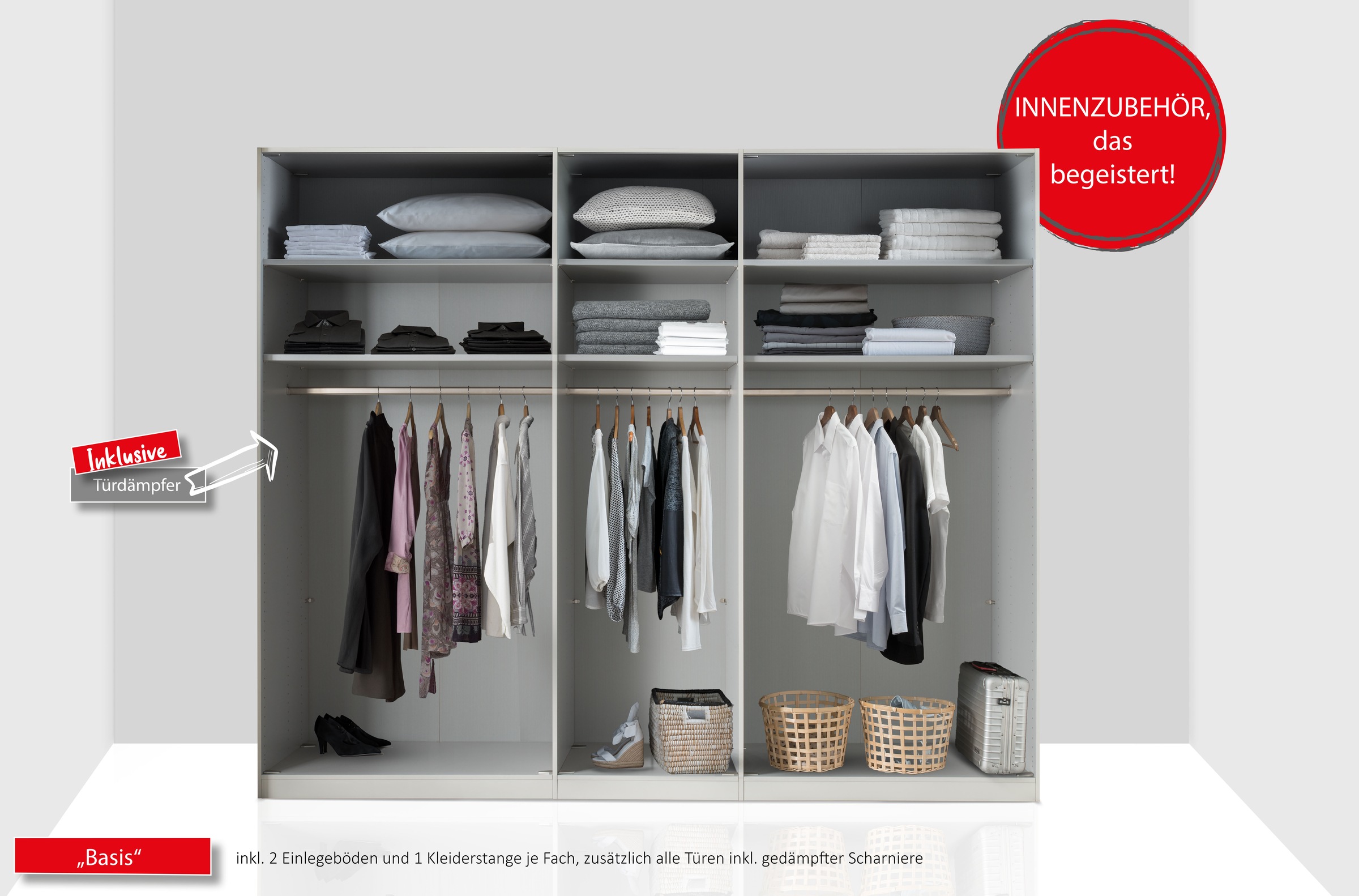 Thumbnail - WIEMANN Drehtürenschrank "Lagos" in 4 Breiten und mit 3 verschiedenen Ausstattungspaketen erhältlich, inkl. Türendämpfun...