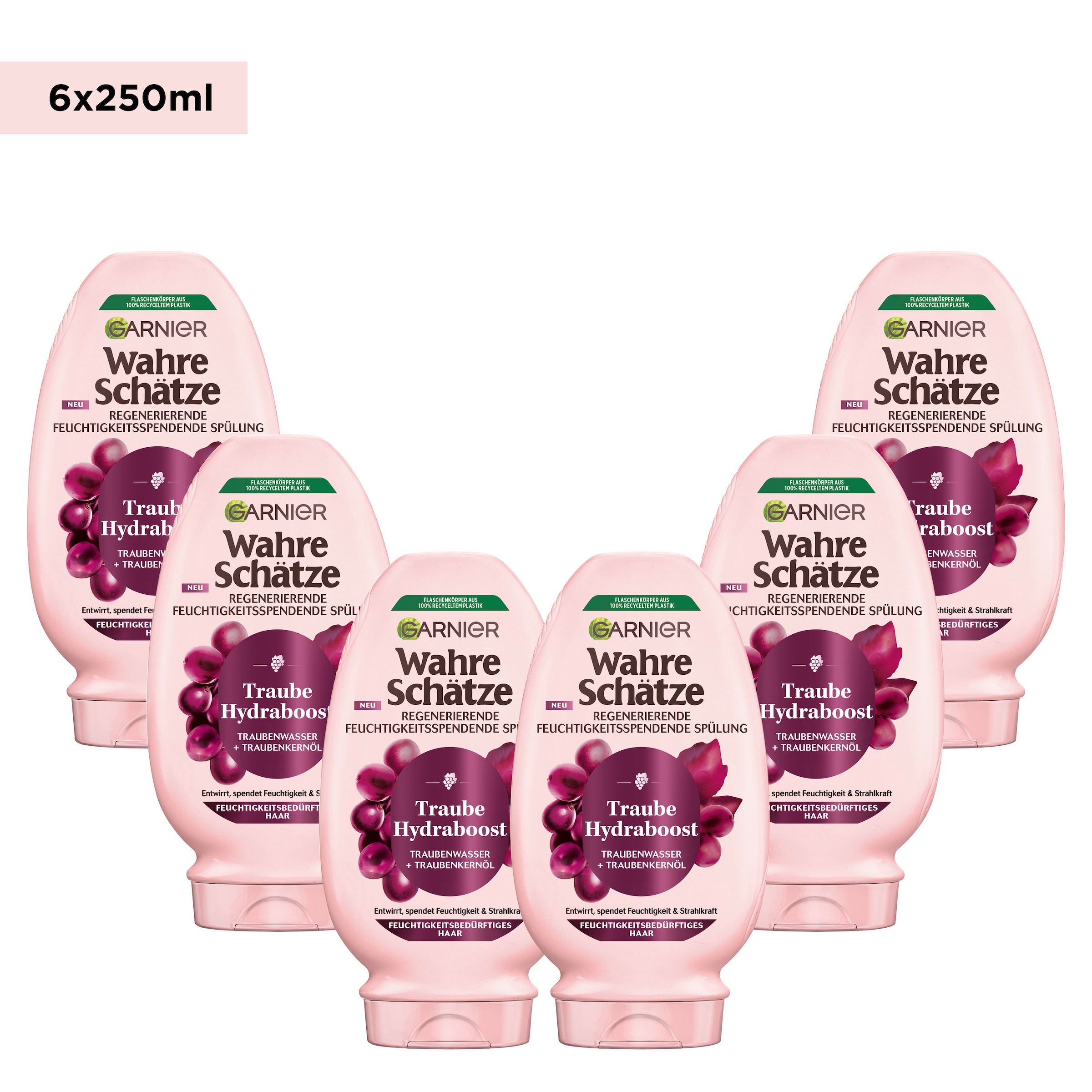 GARNIER Haarspülung "WAHRE SCHÄTZE TRAUBE HYDRABOOST SPÜLUNG" für feuchtigkeitsbedürftiges Haar, mit Traubenwasser und Traubenkernöl