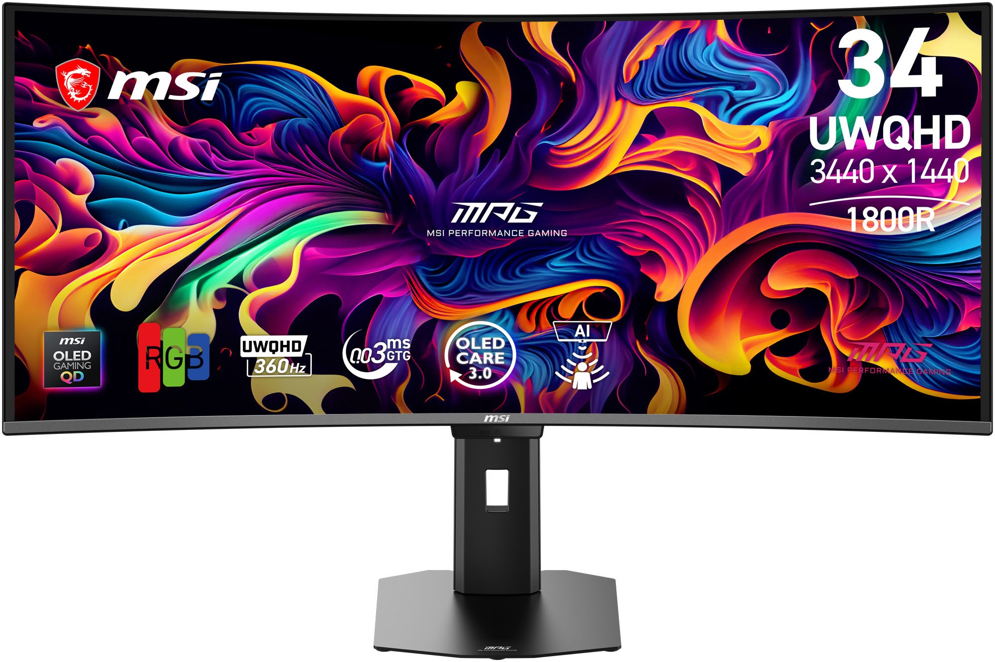 MSI Curved-Gaming-OLED-Monitor "MPG 341CQR QD-OLED X36", B:81,28cm H:37,19cm T:11,85cmschwarz, Monitore