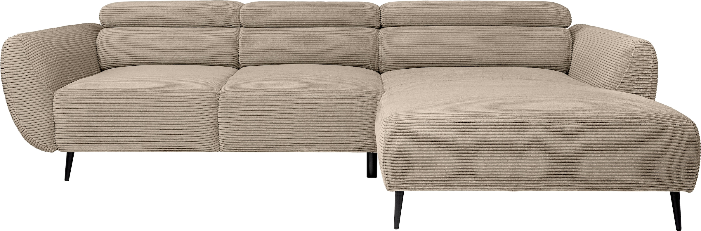 WERK2 Ecksofa »Alisson Sitztiefe elektrisch verstellbar, verstellbare Kopfstützen« Schwebendes L-Form Sofa in Cord, 15 cm bodenfrei (saugrobotergeeignet)