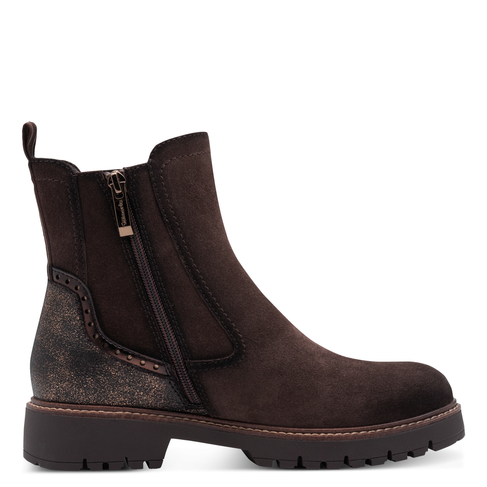 Tamaris Chelseaboots, Blockabsatz, Stiefelette mit Kontrast-Rahmennaht