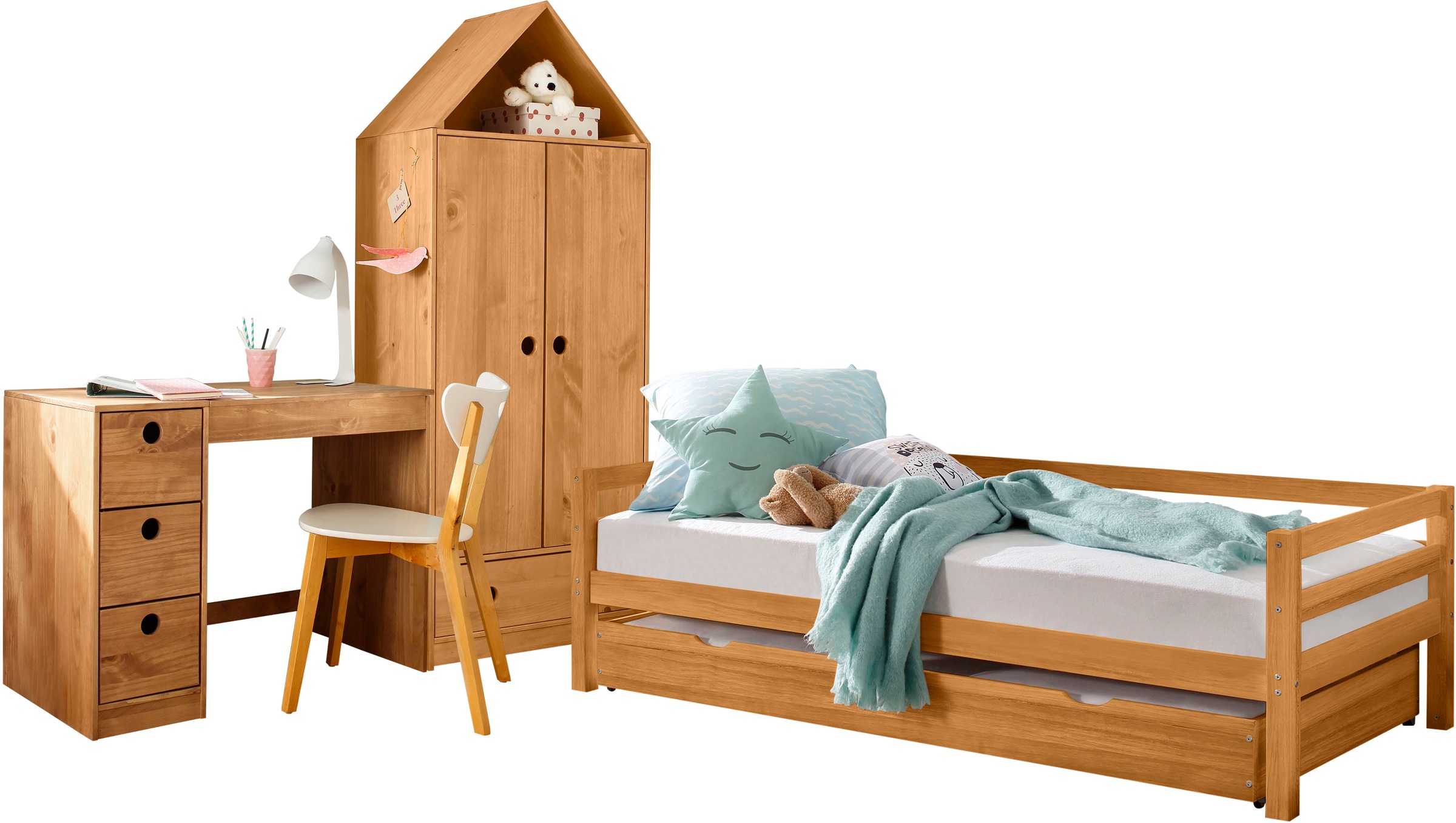 Lüttenhütt Daybett »Alpi«, mit Schubkasten aus Kiefernholz, Außenbreite 103 cm, Kinderbett