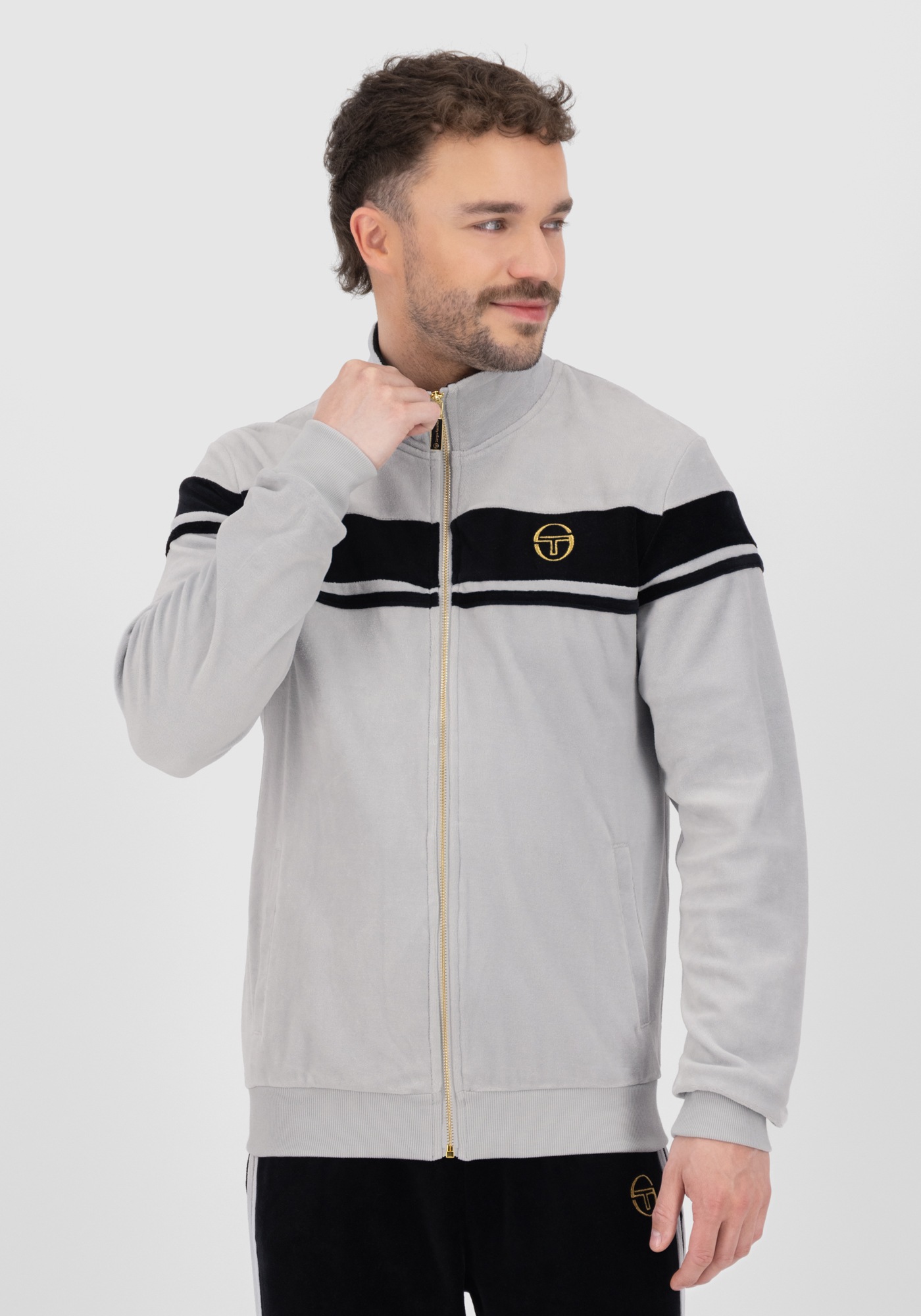 Sergio Tacchini Trainingsjacke »DAMARINDO VELOUR TJ Herren«, ohne Kapuze, Trainingsjacke Herren, Trackjacket, Velour, Sportjacke, Outdoor, Sale