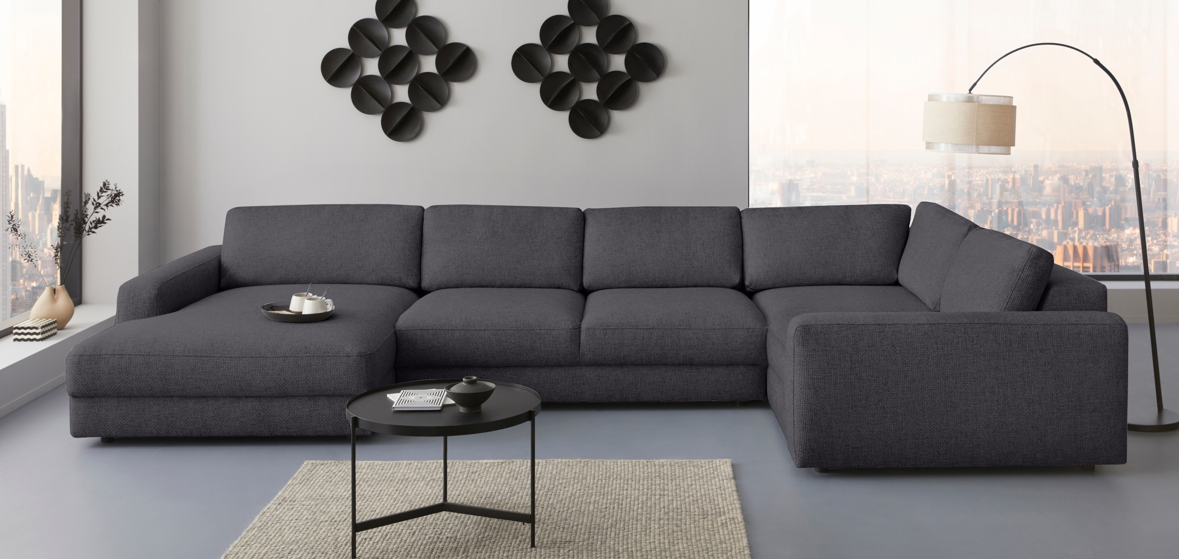 Home affaire Wohnlandschaft "Bloomfield, Mega Polsterecke, Breite 390cm, viel Platz, U-Form" In verschiedenen Größen bestellbar