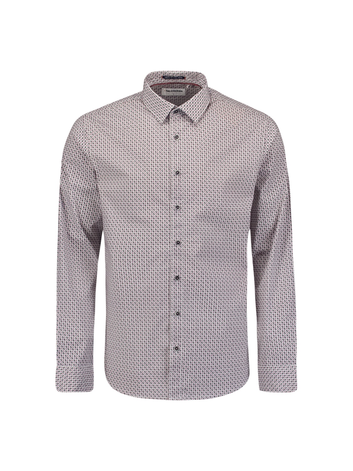 NO EXCESS Langarmhemd »No Excess Stretchhemd mit Print Shirt Stretch Allover Printed«
