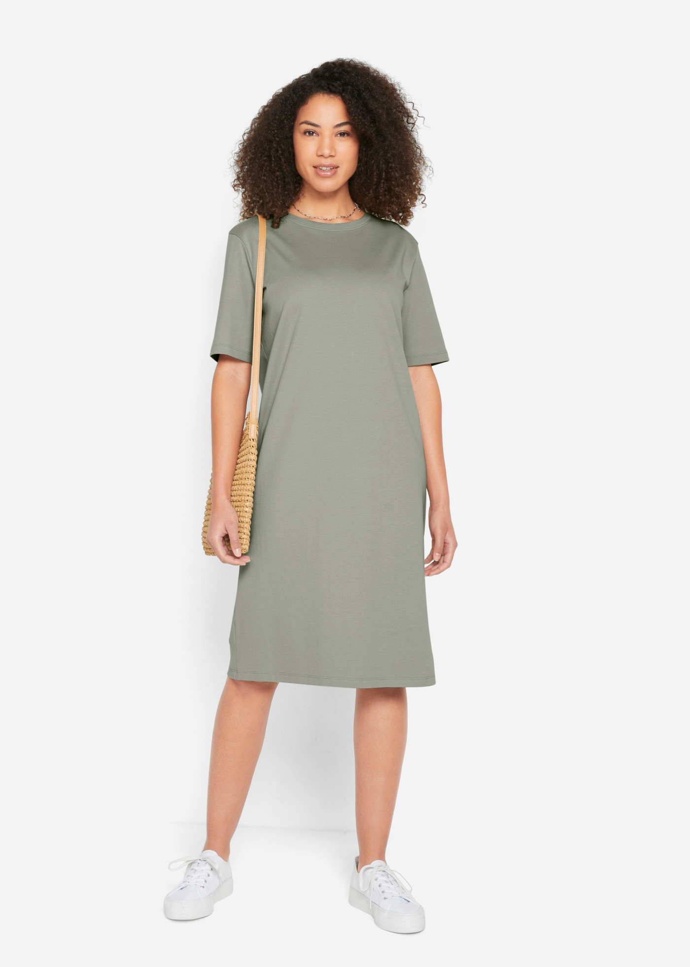 bonprix Shirtkleid »Oversize-T-Shirtkleid aus reiner Baumwolle (2er Pack)« Packung, 2 Stk. tlg. für Alltag, mit Rundhalsausschnitt, Kurzarm, Oversize Passform