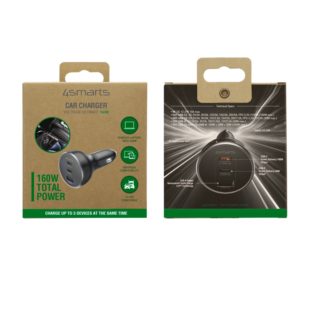 4smarts USB-Ladegerät »VoltRoad Ultimate 160W 2x USB-C, 1x USB-A«