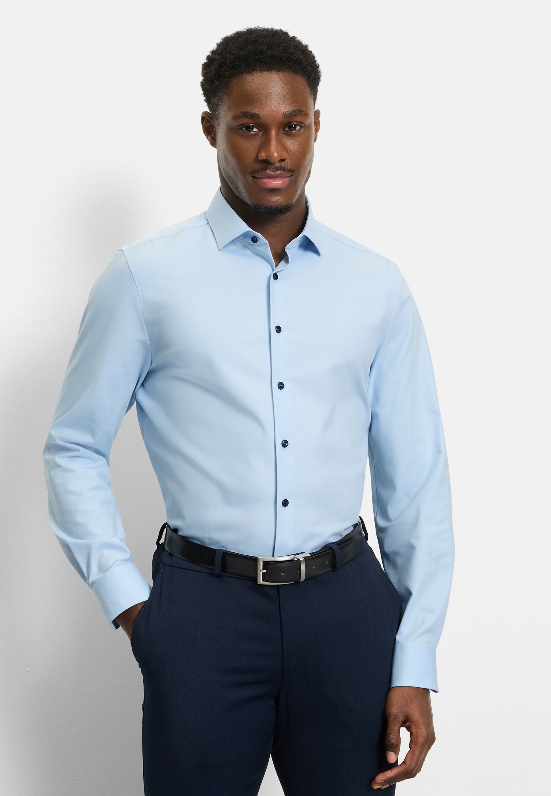 OLYMP Level Five 24/Seven Body Fit Herrenhemd Blau 44 2