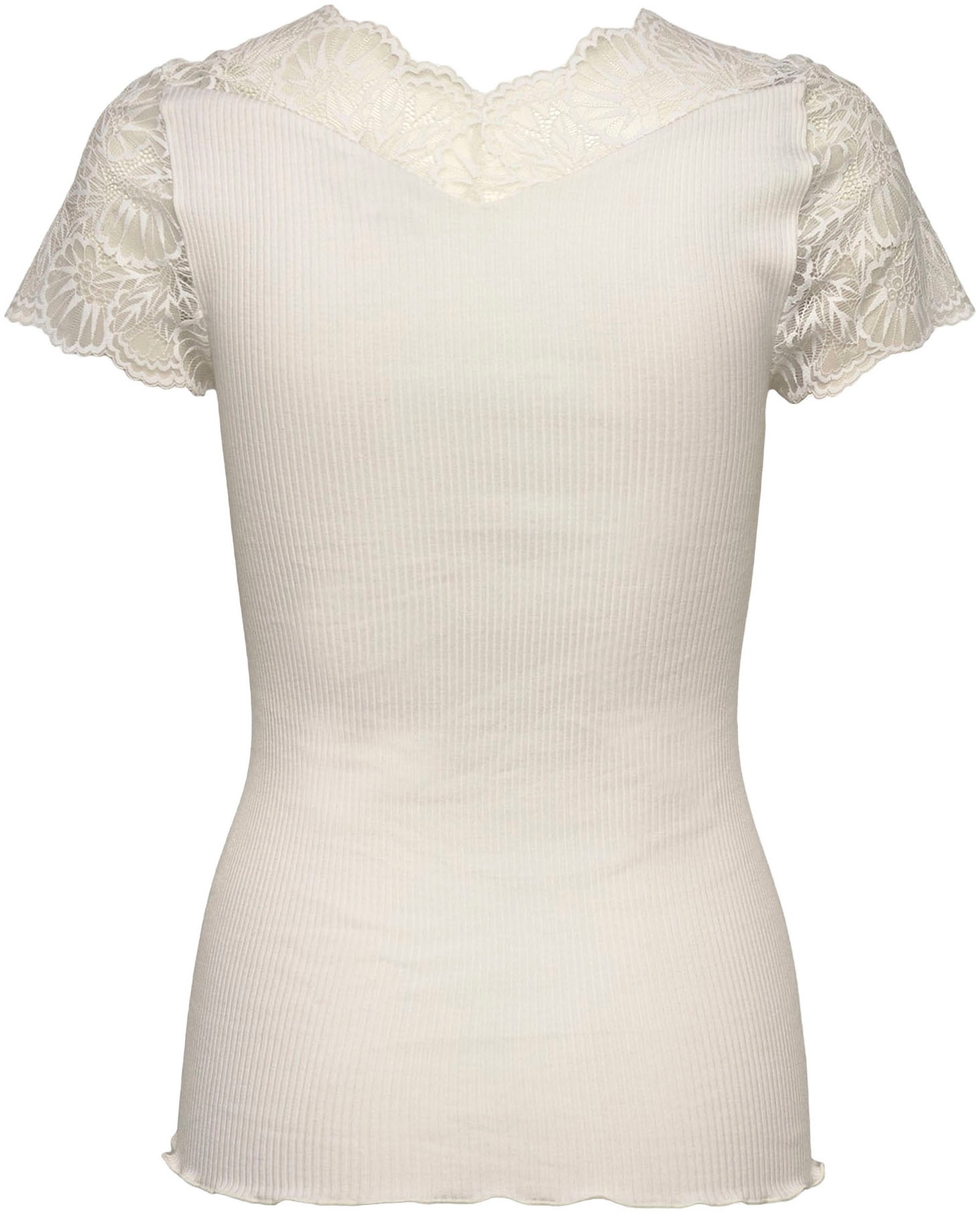 rosemunde T-Shirt, elastischer Vintage-Spitzenbesatz, Kurzarm, gewellter Sa günstig online kaufen