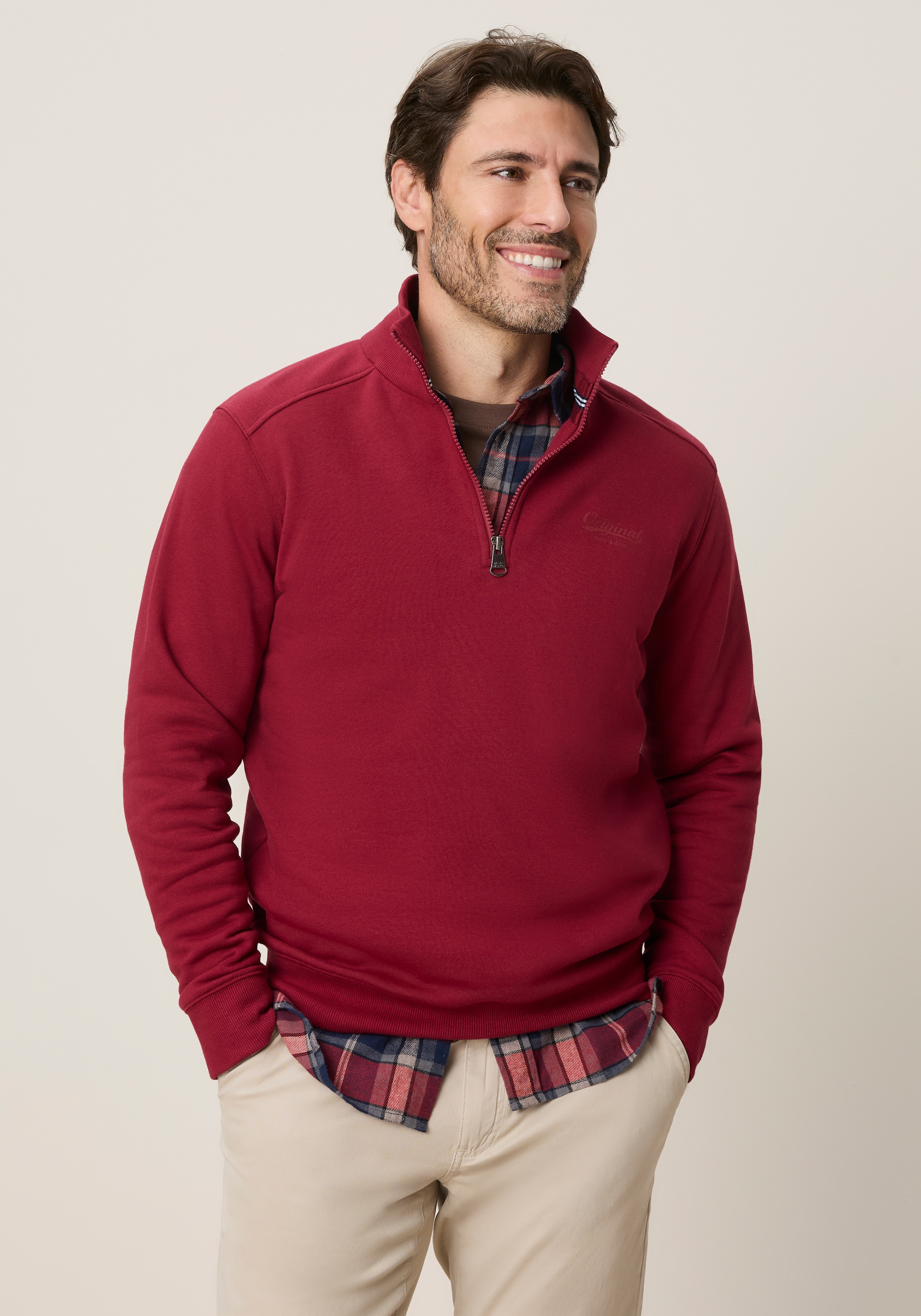 Mans World Sweatshirt, mit Troyerkragen, normale Passform, auch in großen Größen