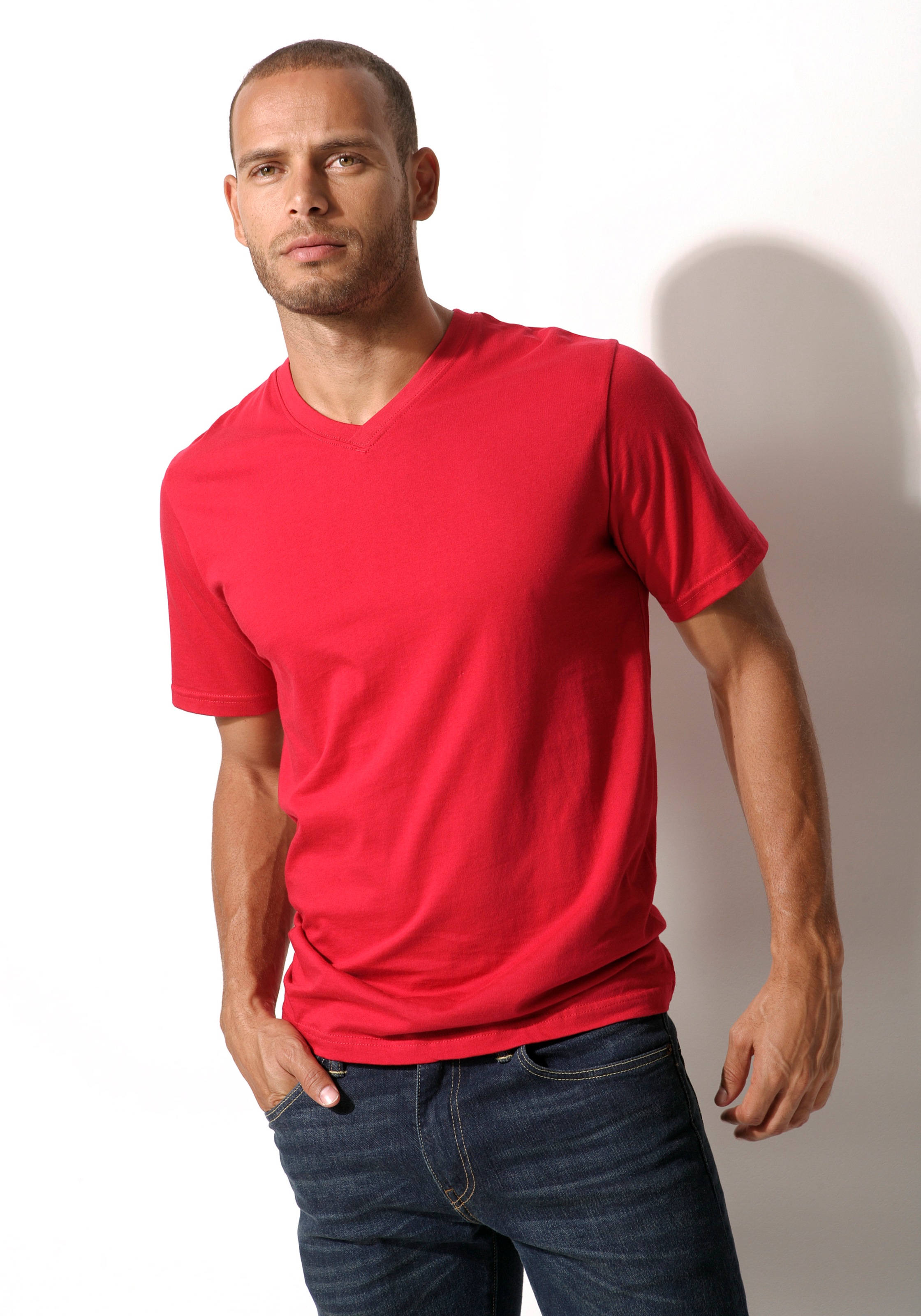 Unterziehshirt, | Baumwolle, St.), 3 T-Shirt H.I.S aus (Packung, Unterhemd, V-Ausschnitt kaufen BAUR mit