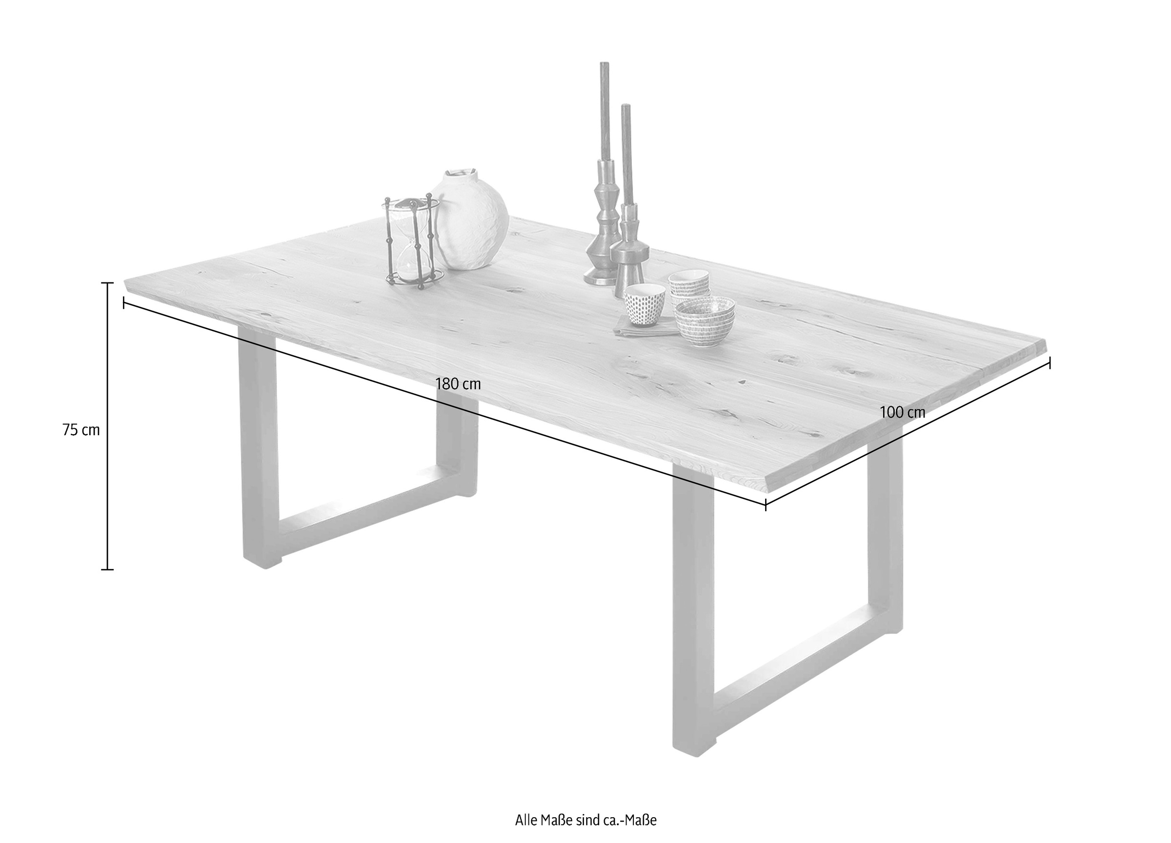 SIT Esstisch Braun Natur/Antiksilber 180x100cm 2