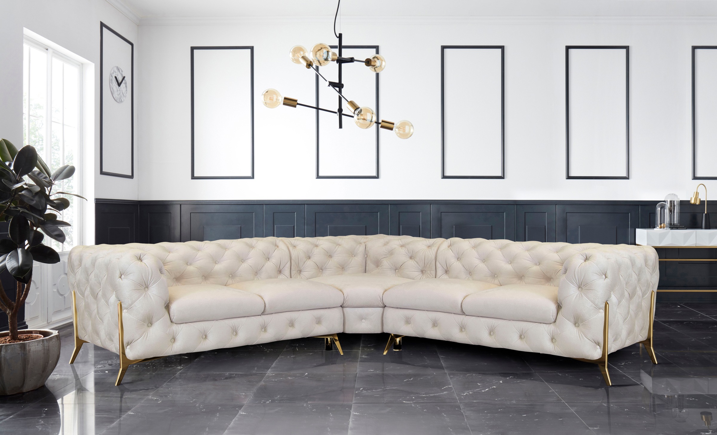 Home affaire Chesterfield-Sofa "Amaury L-Form" Chesterfield-Optik, Breite/T günstig online kaufen