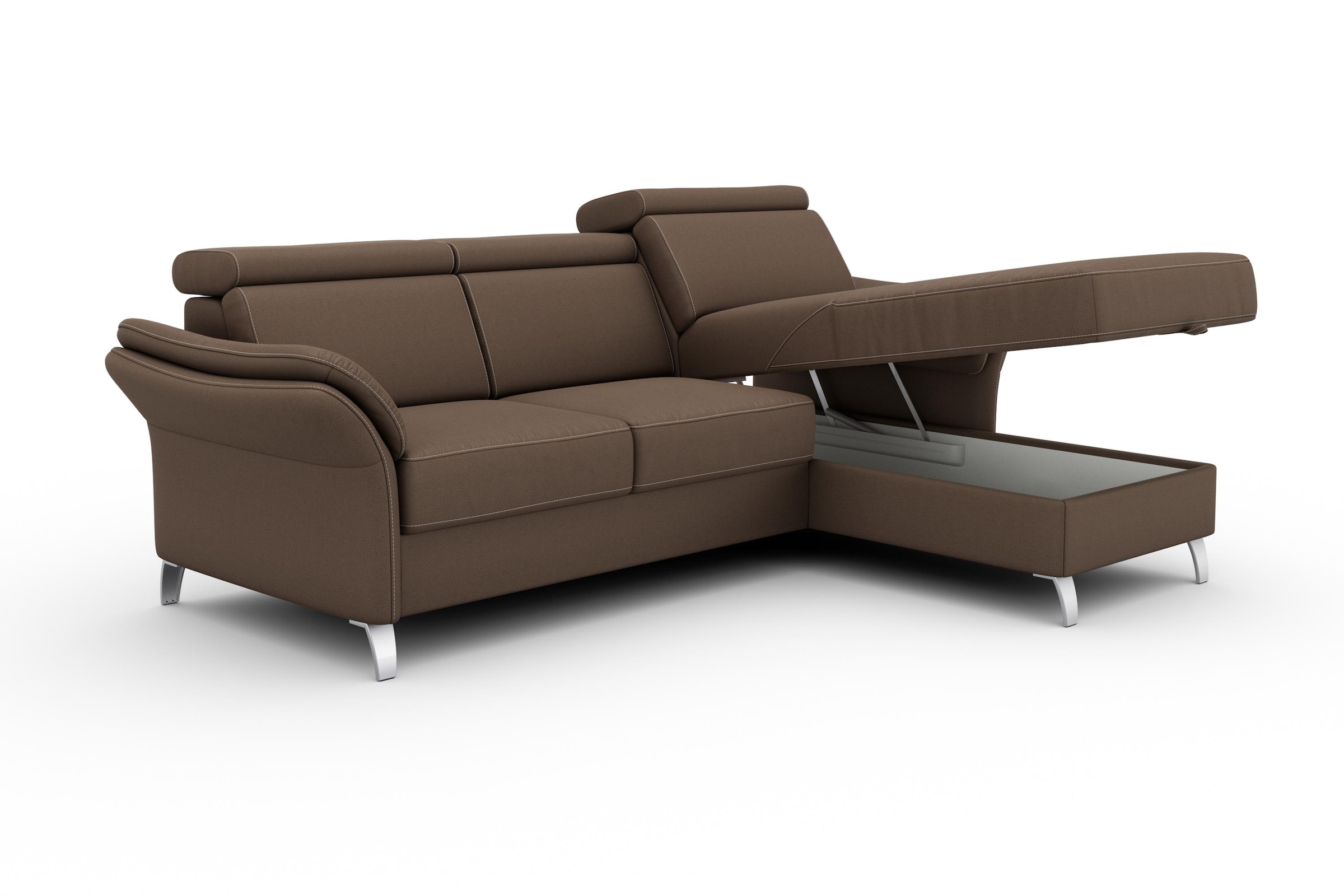 sit&more Ecksofa »Vincenzo L-Form«, inklusive Kopfteilverstellung, wahlweise mit Bettfunktion, Bettkasten