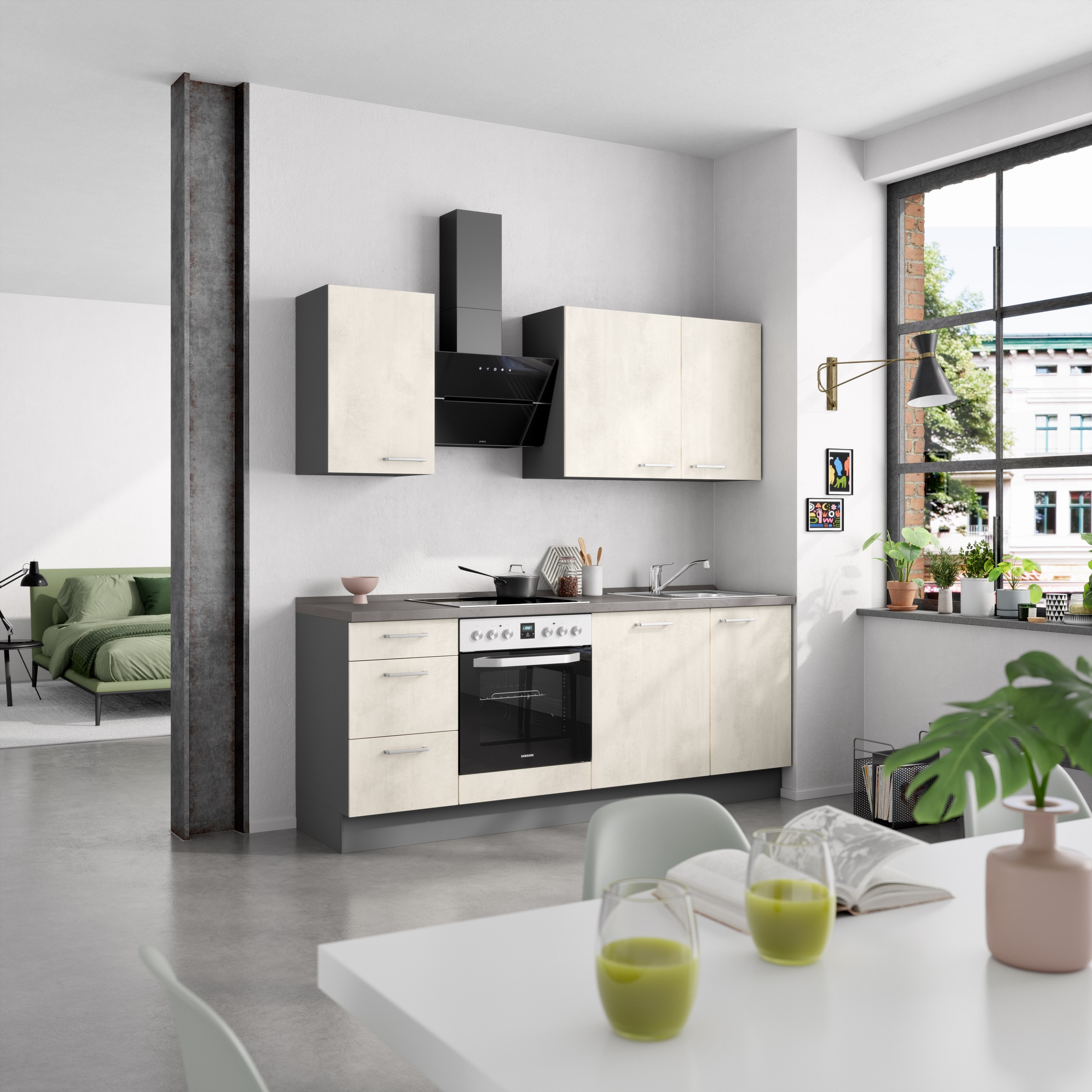 nobilia® Küchenzeile »"Riva II"«, vormontiert, Ausrichtung wählbar, Breite 210 cm, wahlw. mit E-Geräten