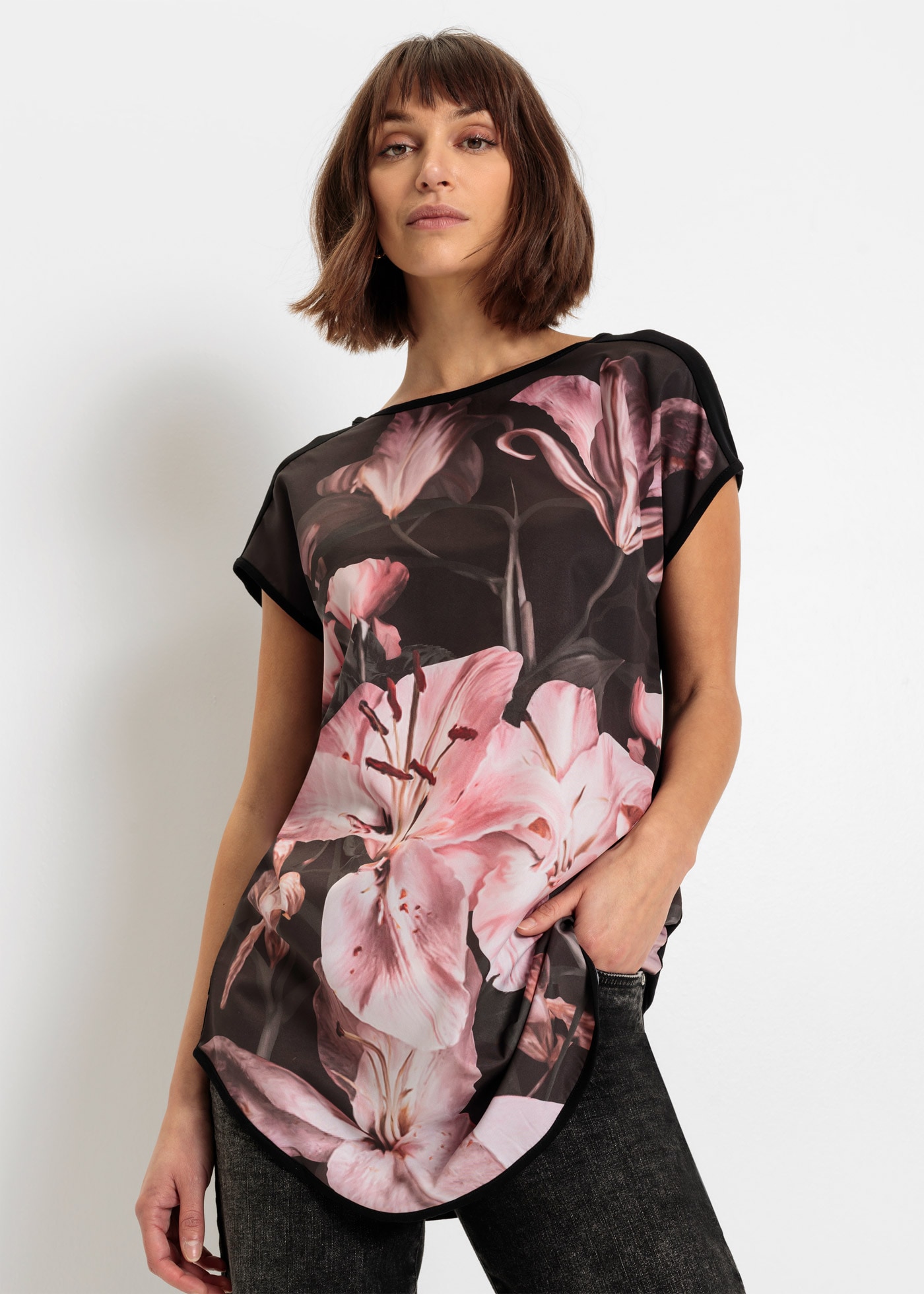 bonprix T-Shirt "Bedrucktes Shirt aus softem Viskose-Mix" bequeme Passform, günstig online kaufen