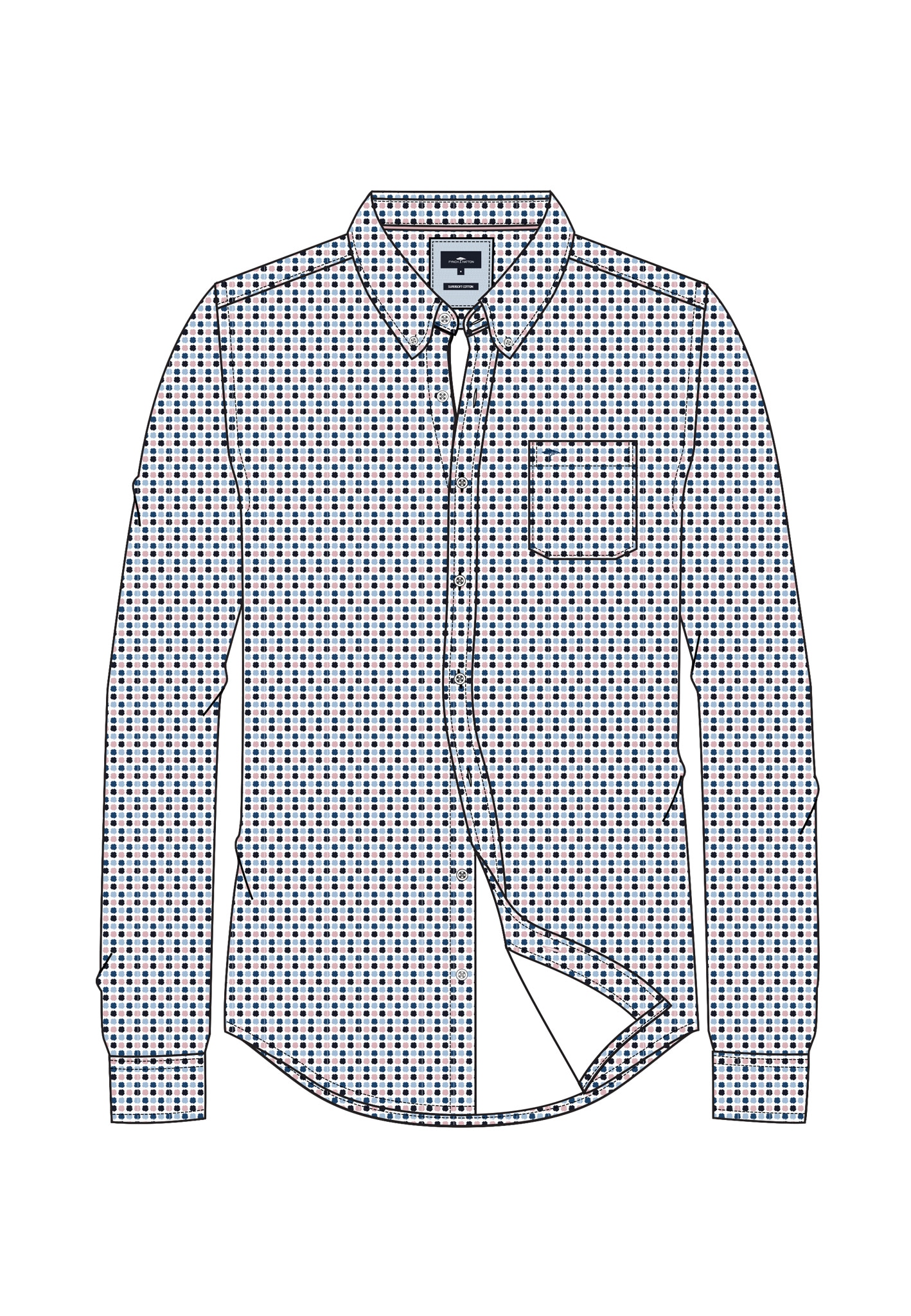 FYNCH-HATTON Langarmhemd normale Passform, aus reiner Baumwolle, mit Minima günstig online kaufen