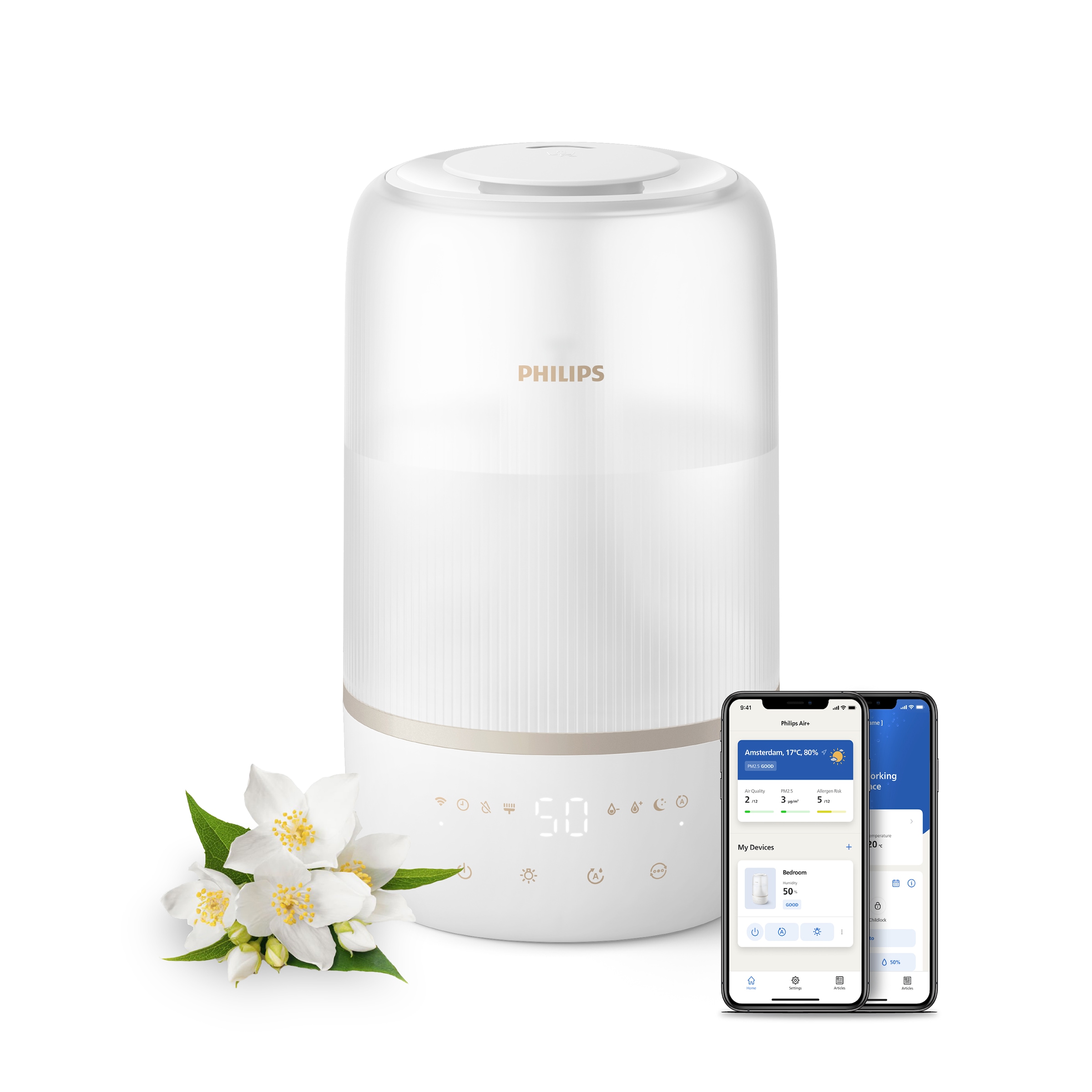 Philips Luftbefeuchter »HU1510 1000 Series, ultraschall«, 3 l Wassertank, für 41 m² Räume, mit...