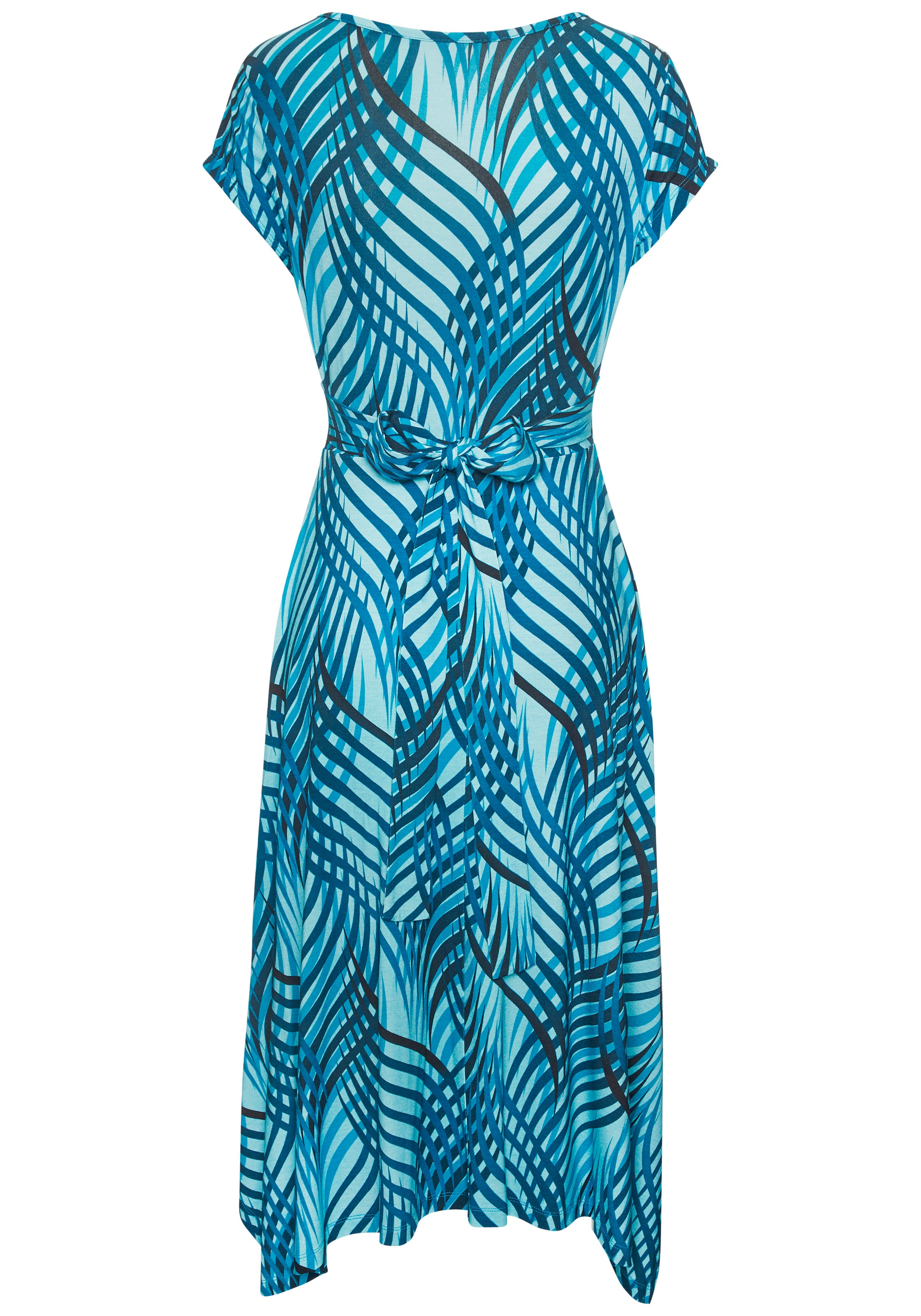 Vivance Sommerkleid mit Zipfelsaum und Schleife in der Taille, Jerseykleid, Strandkleid