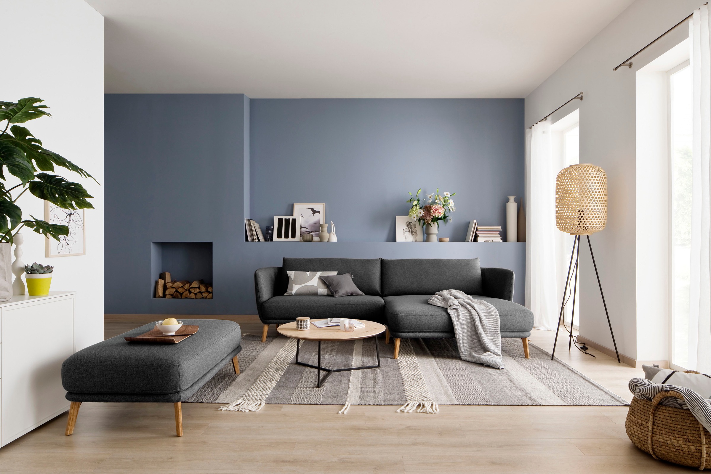 SCHÖNER WOHNEN-Kollektion Hocker »Pearl«, mit Holzfuß