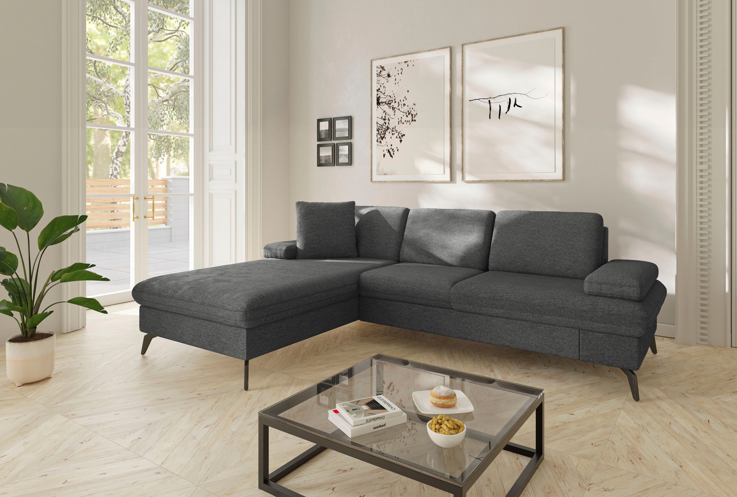 sit&more Ecksofa "Morris Jubi L-Form, B: 247 cm" mit Armteilfunktion & 1 Zierkissen, optional Schlaffunktion