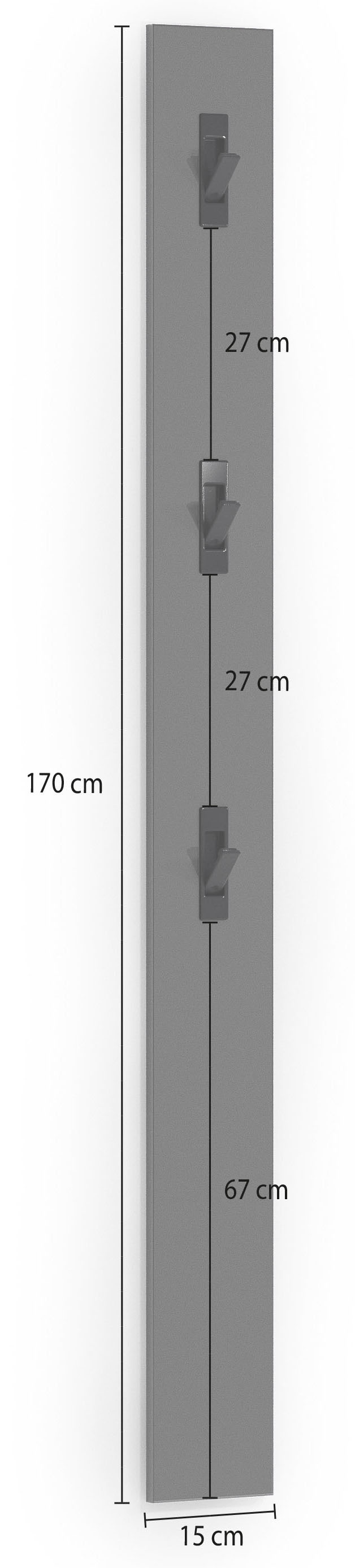 Home affaire Garderobenpaneel »TANKO, Garderobenpaneel,Garderobenleiste« mit 3 Klapphaken,hochglanz lackiert, 15x2x170 cm (1 St.)