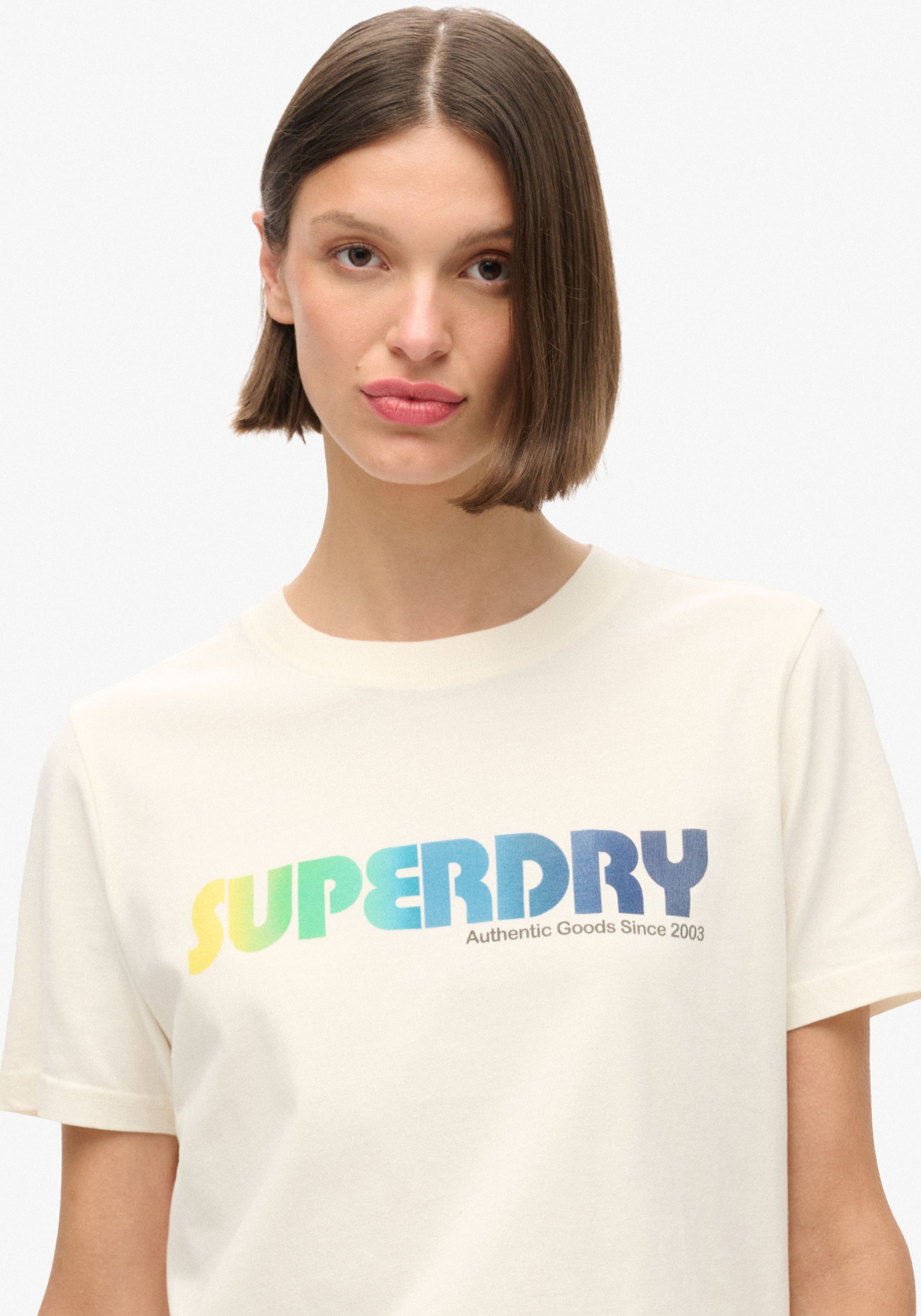 Superdry Kurzarmshirt "RAINBOW LOGO RELAXED T SHIRT"