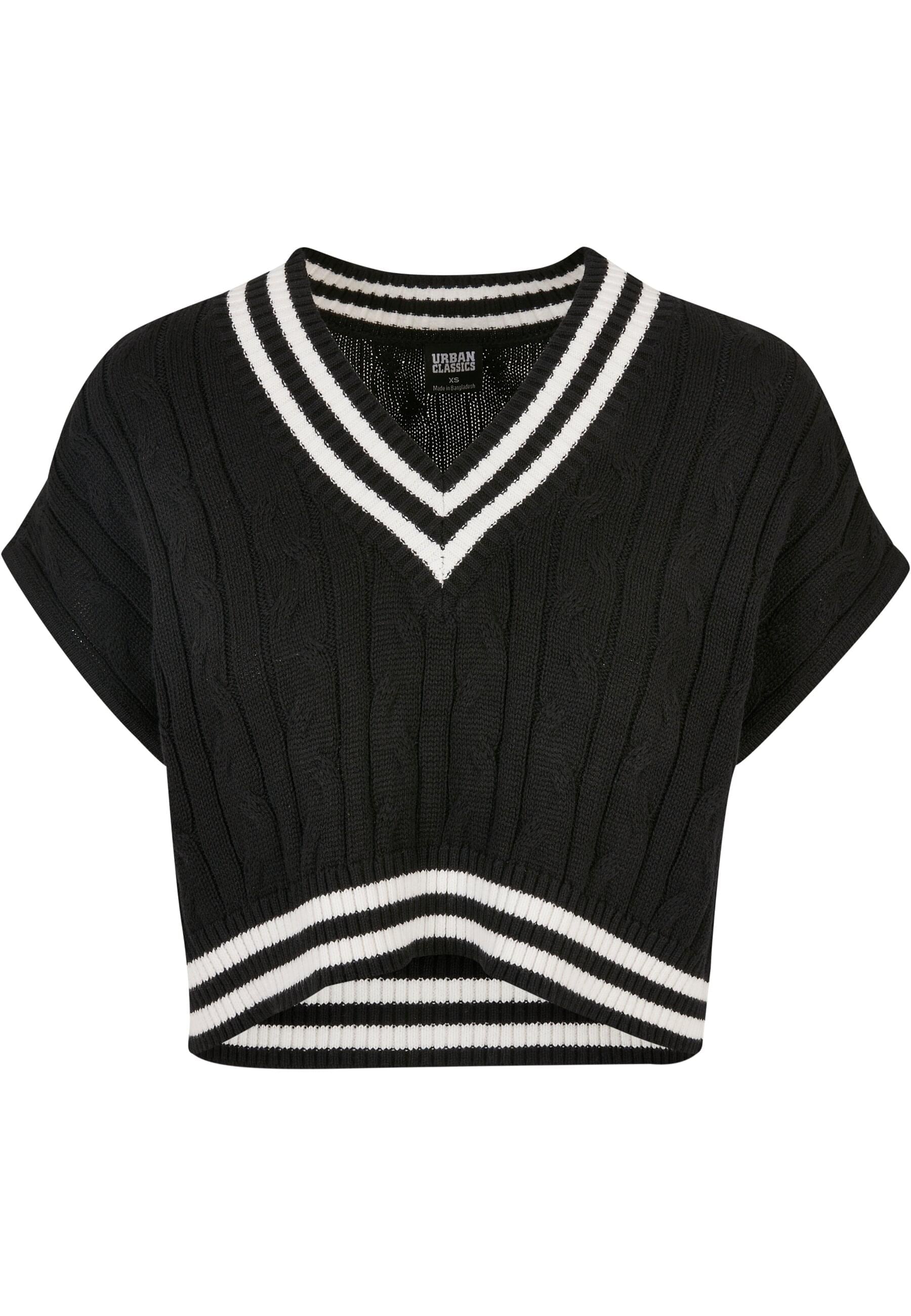 Rundhalspullover »Urban Classics Damen Ladies Cropped Knit College Slipover«, (1 tlg.)