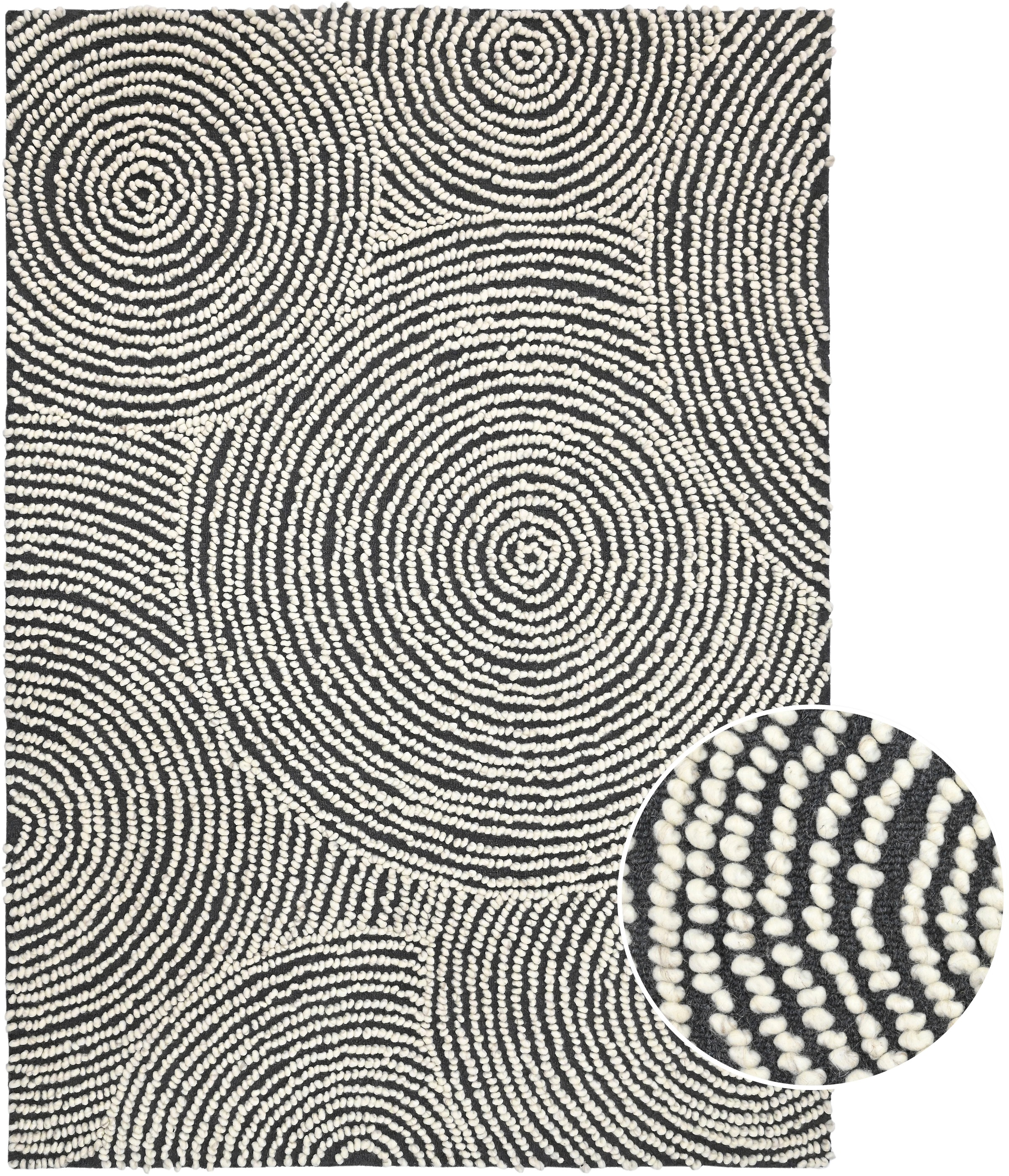 my home Wollteppich "Wolly Kreis, handgewebt aus Wolle" rechteckig 10 mm Hö günstig online kaufen