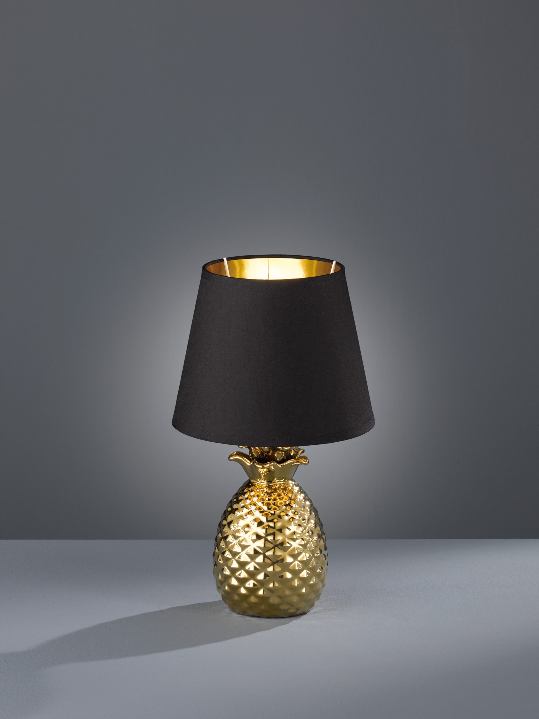 gold, Schreibtischlampe TRIO Leuchtmittel Ananas wechselbar bestellen Form BAUR 1 | schwarz/gold, flammig-flammig, Leuchten Stoffschirm »Pineapple«,