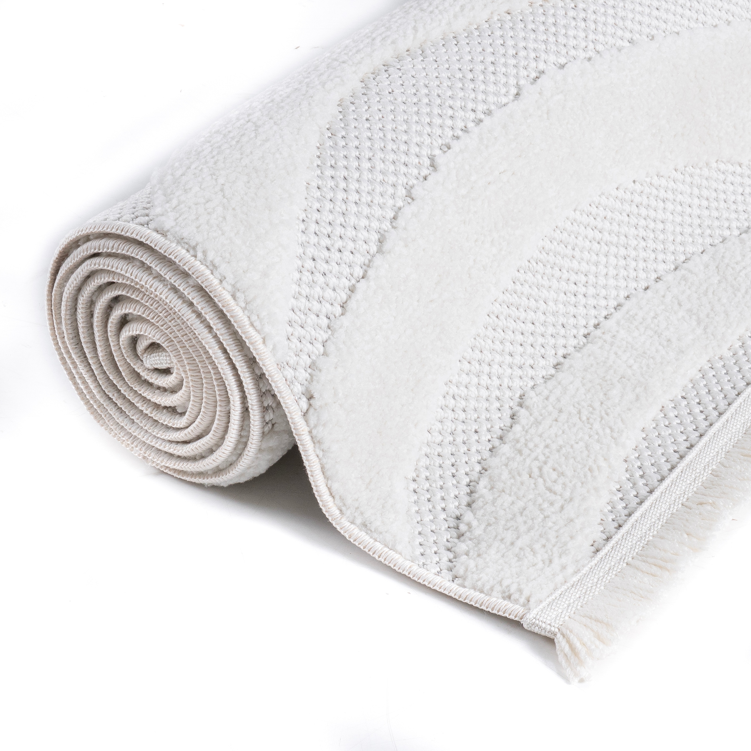 OTTO home Teppich »Samelia mit Fransen, Balkon, Camping«, rechteckig, 6 mm Höhe, Hoch-Tief-Struktur, In- und Outdoor geeignet für Küche oder Esszimmer