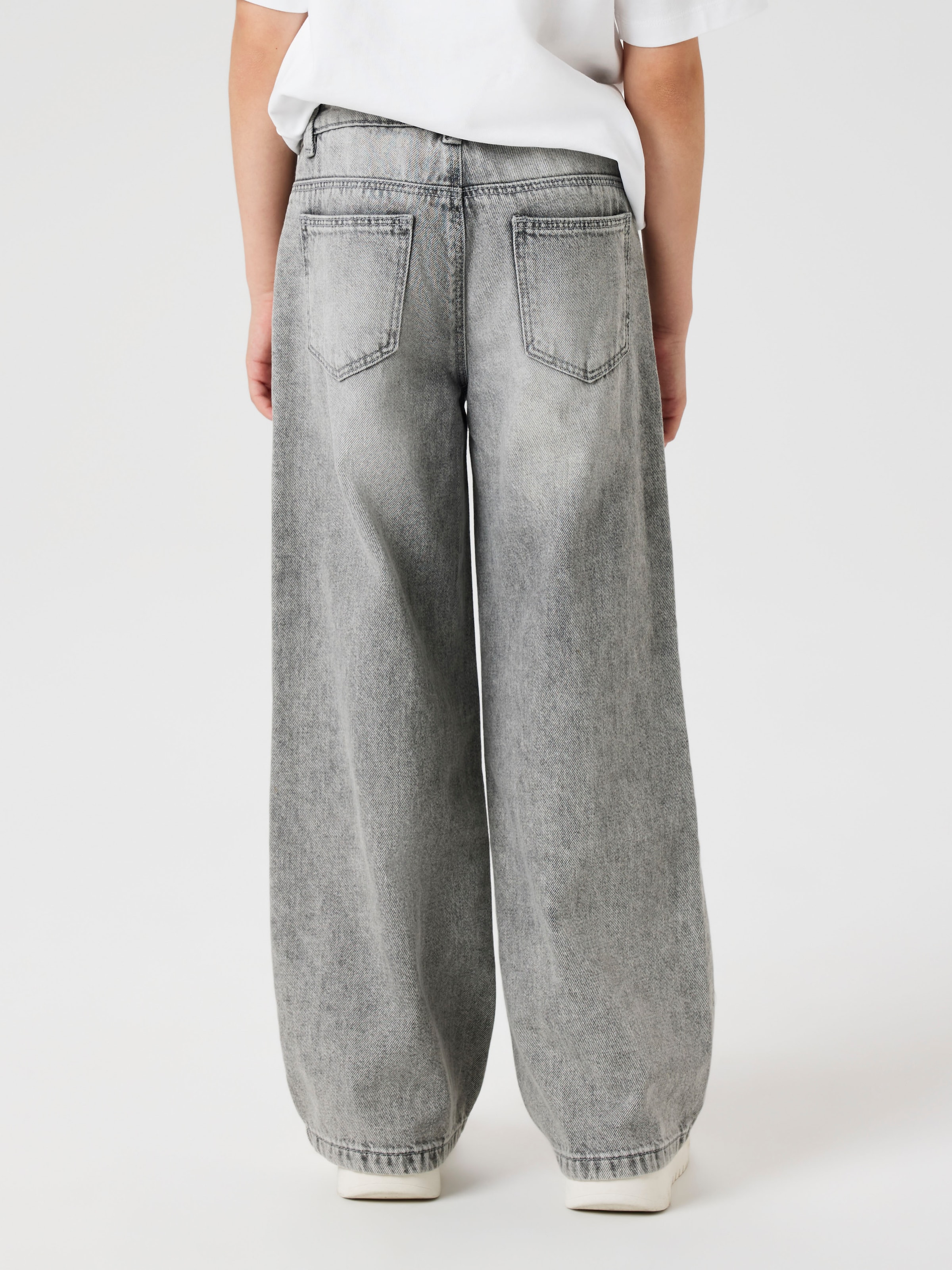Name It Weite Jeans »NKFROSE für Mädchen mit weitem Bein und klassischem Sitz«, normal, Denim, Abriebeffekte, Reißverschluss