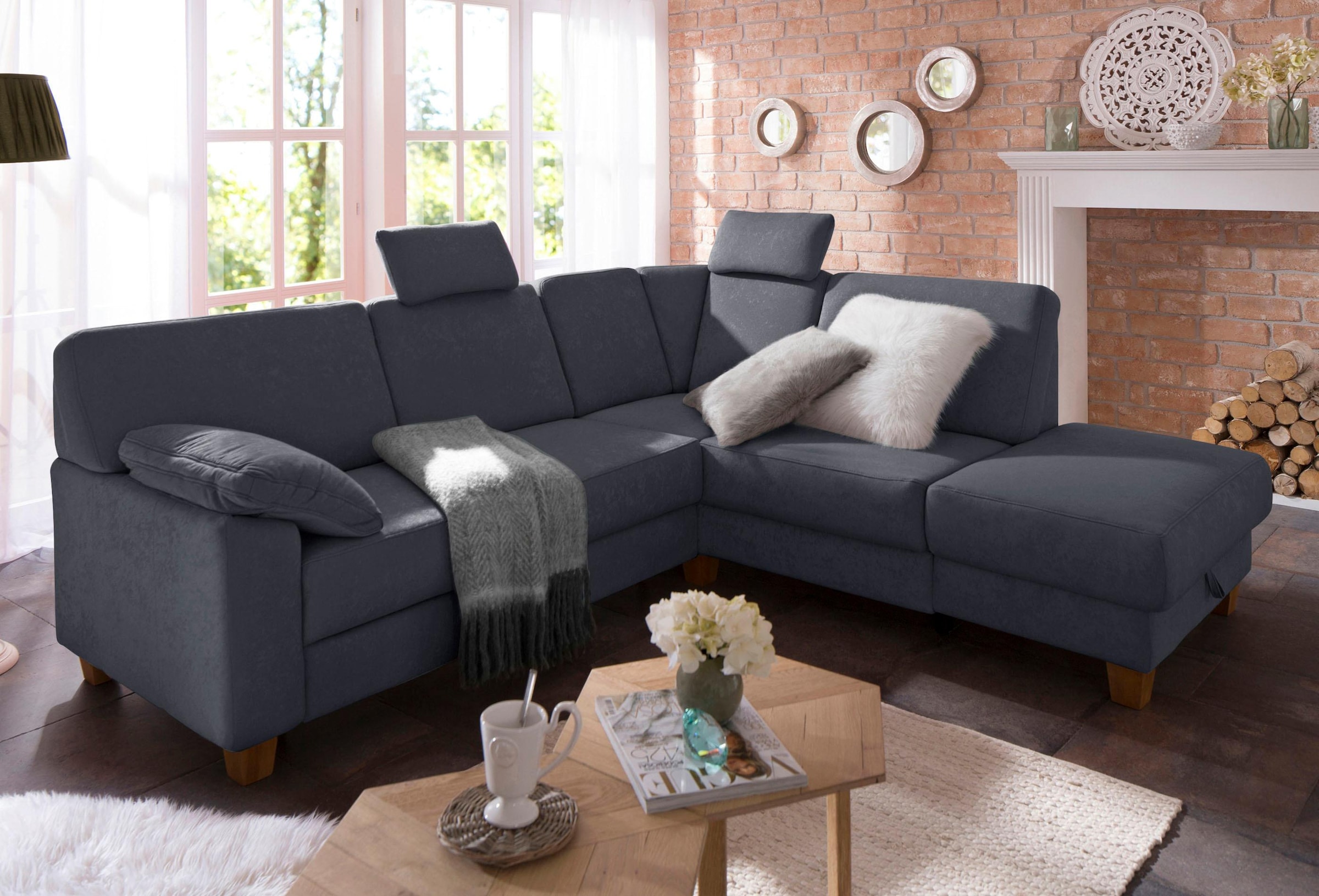 Home affaire Ecksofa »Belfort L-Form«, mit Federkern, wahlweise mit Bettfunktion und Stauraum