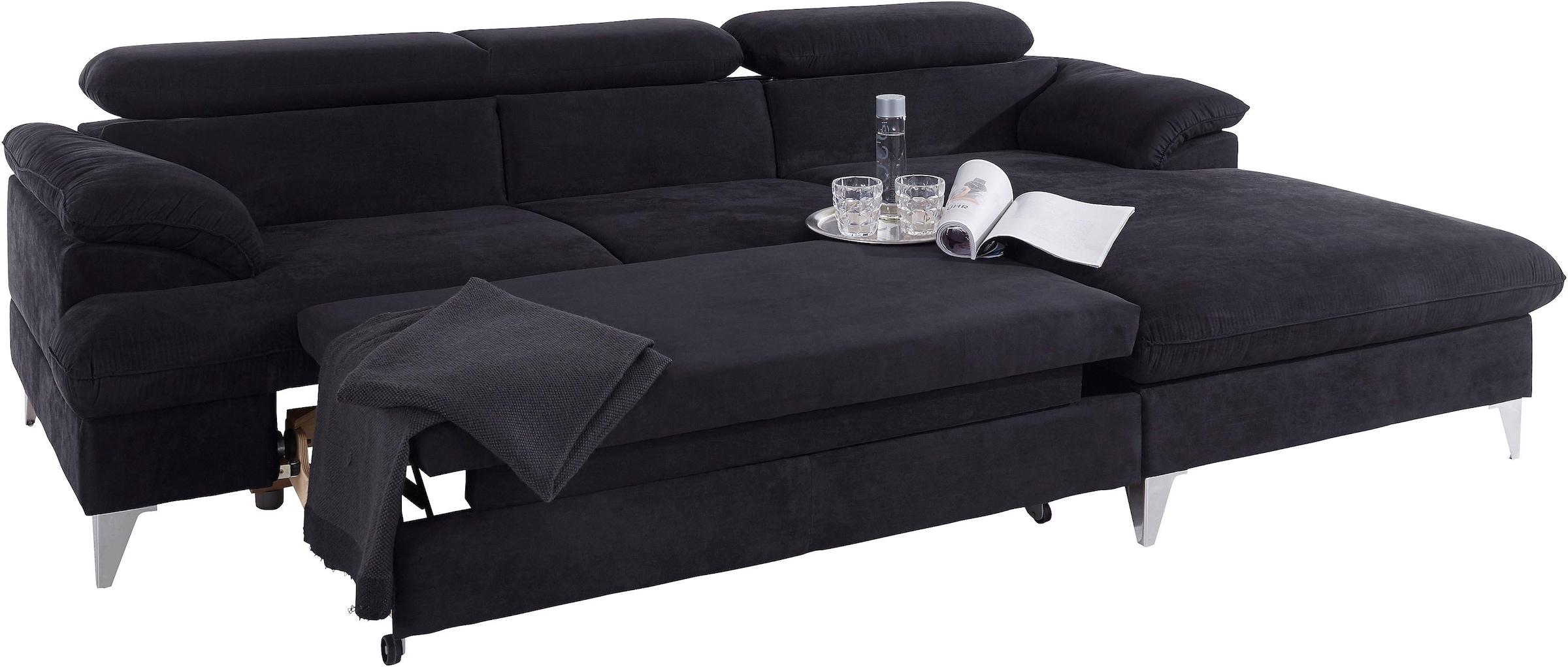 COTTA Ecksofa »Caluso L-Form«, mit Kopfteilverstellung, wahlweise mit Bettfunktion & Bettkasten