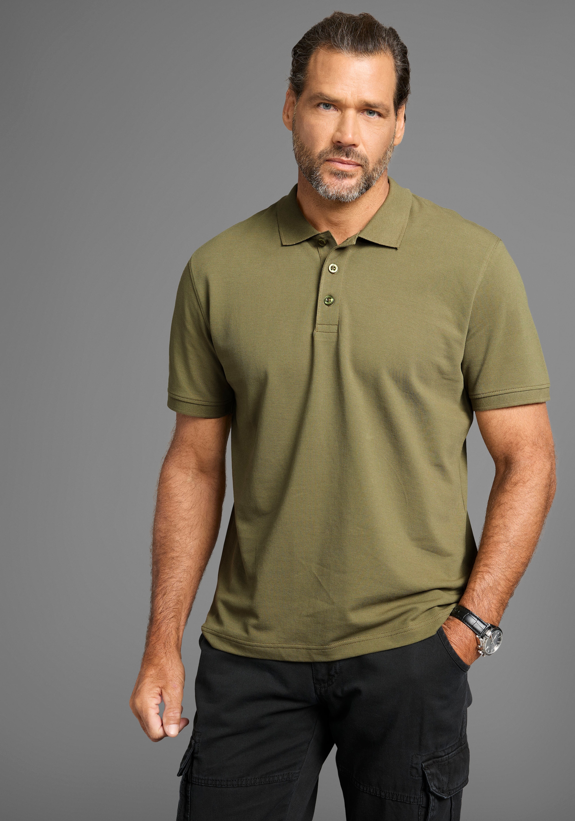 Man's World Poloshirt, Kurzarm, lockere Passform, unifarben