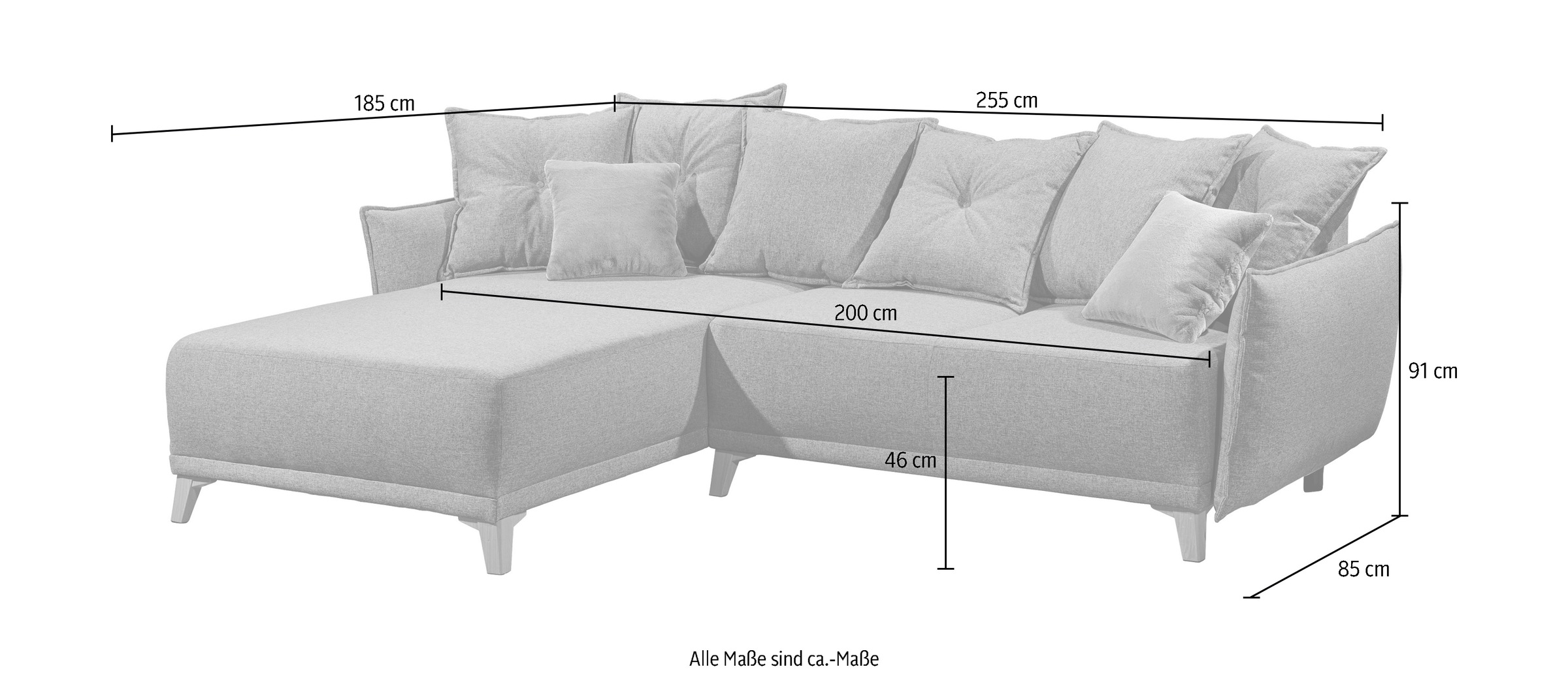 ED EXCITING DESIGN Ecksofa »Pamplona L-Form«, mit Bettfunktion, Bettkasten & Zierkissen