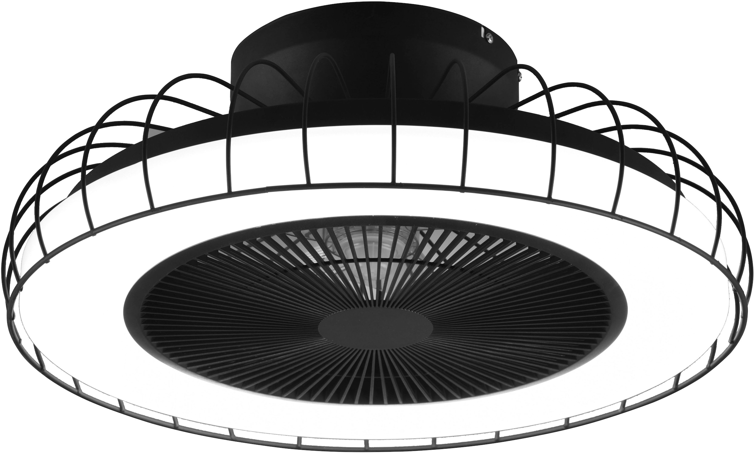 TRIO Leuchten LED Deckenleuchte »Sandfjord Deckenventilator«, 1 flammig, Leuchtmittel LED-Board | LED fest integriert, Deckenlampe, Ventilator 3 Stufen,WiZ Smart Home,Lichtfarbe einstellbar