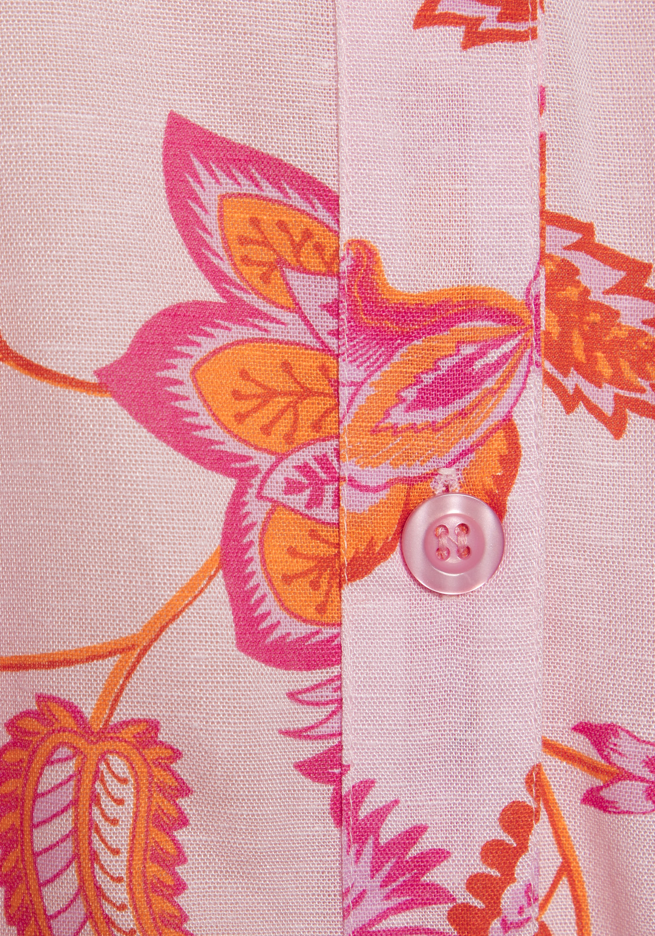 LASCANA Hemdblusenkleid, (mit Bindegürtel), aus Leinenmischgewebe, Seitennahttaschen, Alloverprint