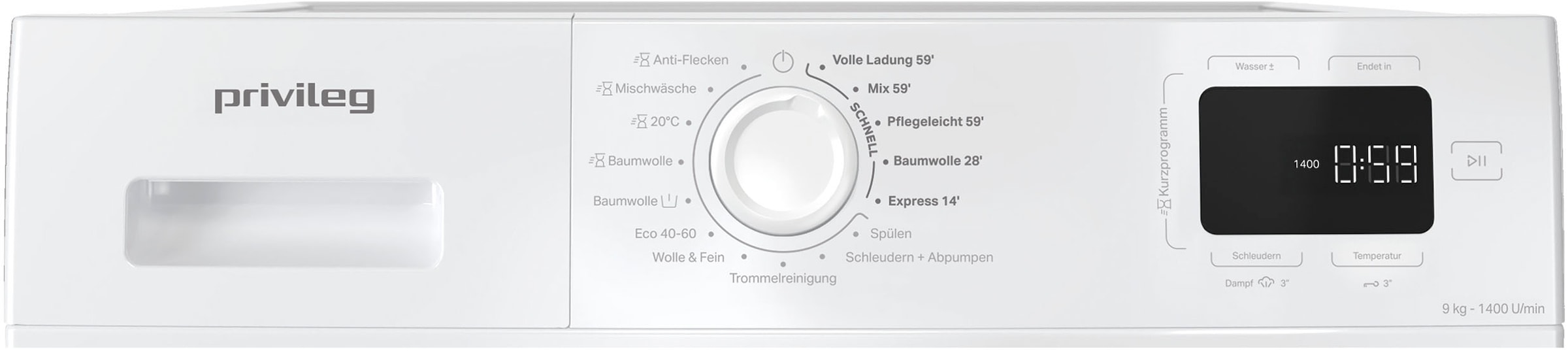 Privileg Waschmaschine MY TIME »PWF 974A MY TIME DE«, 9 kg, 1400 U/min, Quick Cycles – 5 Programme in unter 1 Stunde
