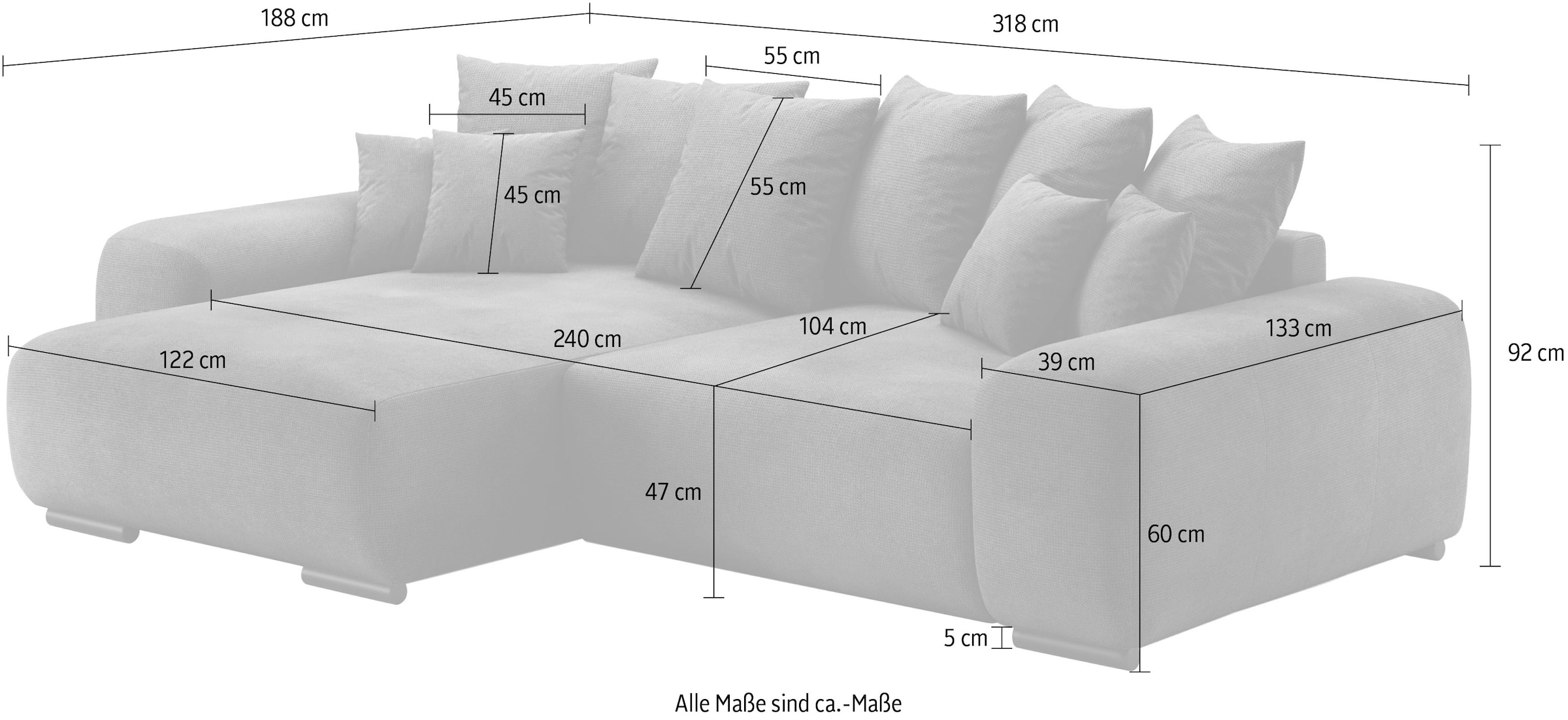 Mr. Couch Ecksofa »Sundance«, Dauerschläfer mit EasyBett-Schlaffunktion, Bettkasten