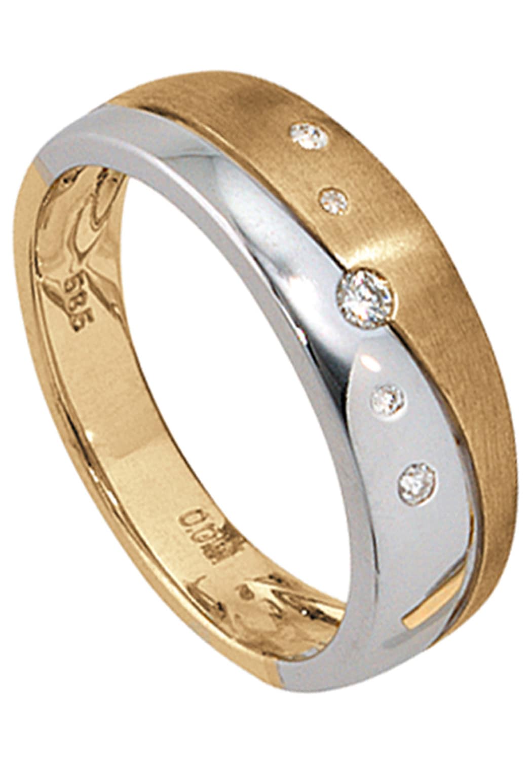 Diamantring, 585 Gold bicolor mit 5 Diamanten