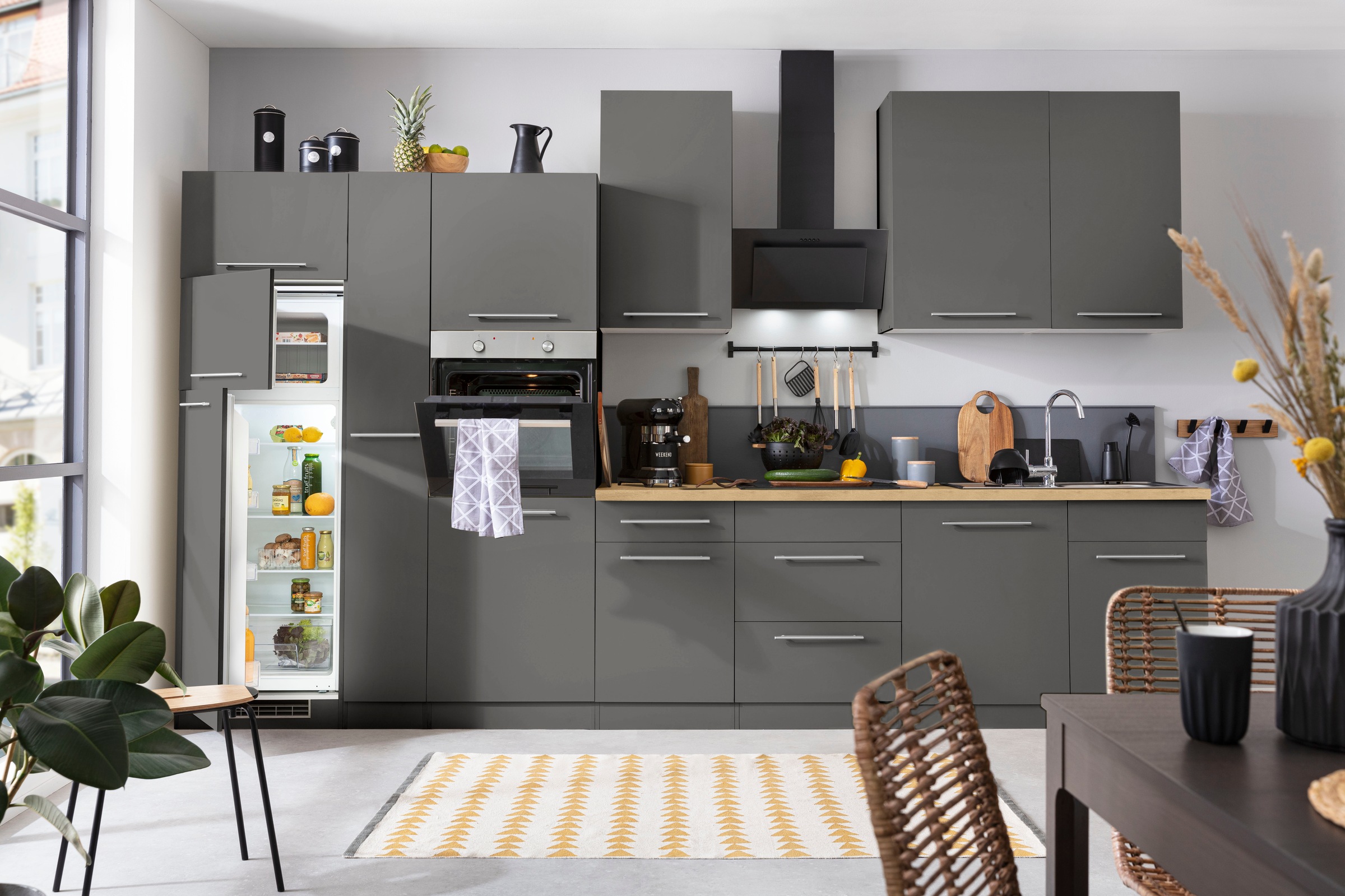 wiho Küchen Küchenzeile »Unna«, mit E-Geräten, Breite 370 cm bestellen |  BAUR