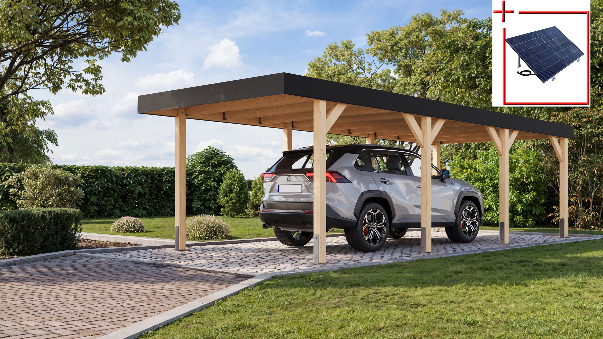 Einzelcarport KARIBU, beige, Carports, aus kesseldruckimprägniertem Massivholz
