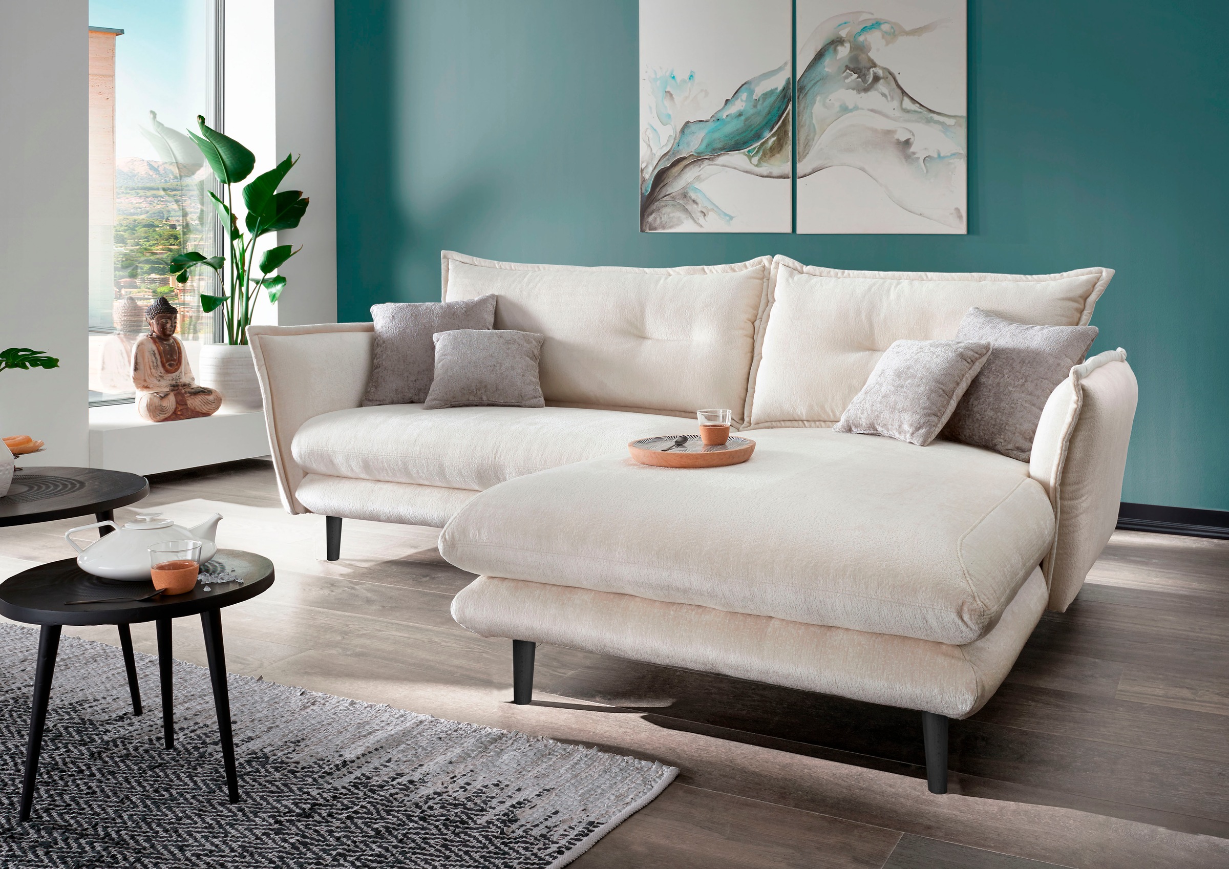 Home affaire Ecksofa "Levke, 255 x 180 cm, modern und bequem" Webstoff, L-Form, inkl. Rücken- und Zierkissen